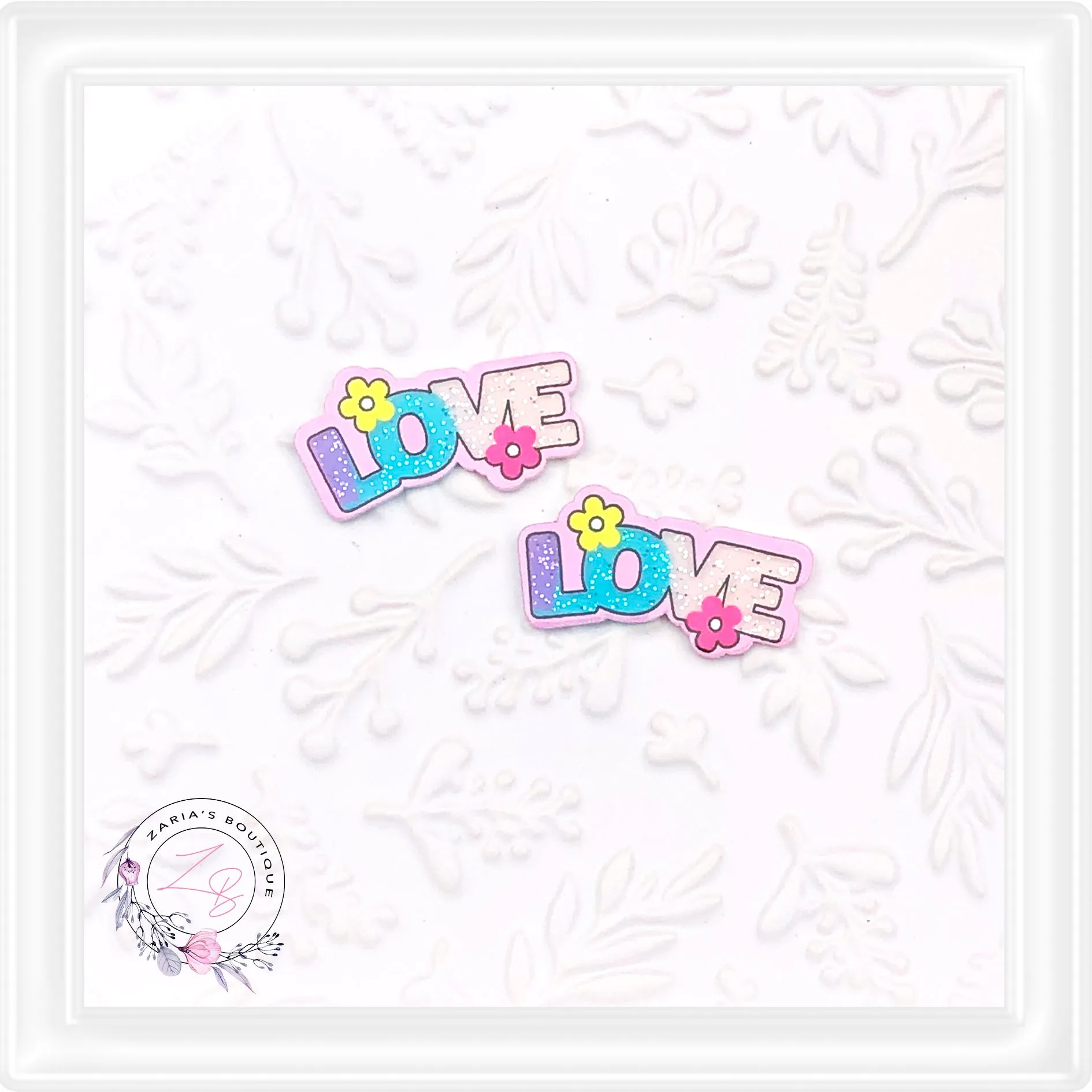⋅ LOVE ⋅ Flatback Resin Embellishments ⋅ Per Pair ⋅