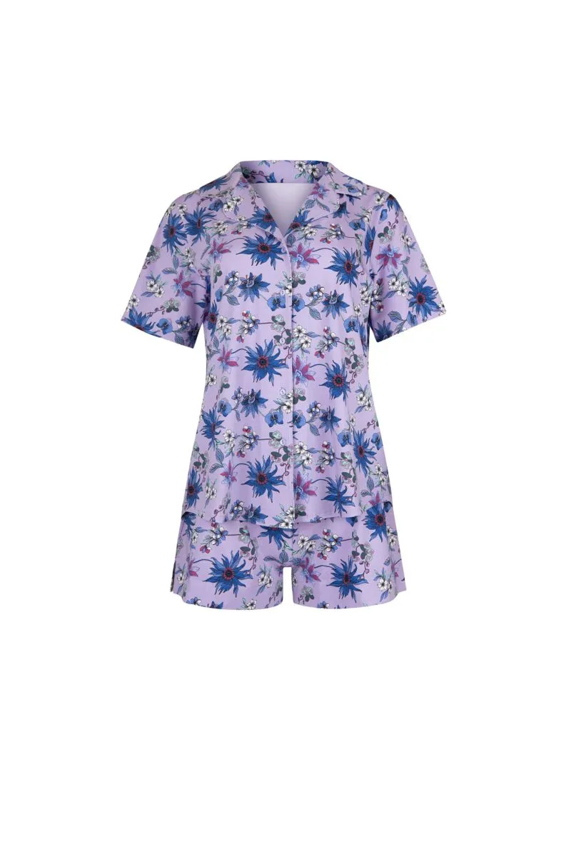 063475 FLOWERS Pyjama short trousers, with buttons - Lilac