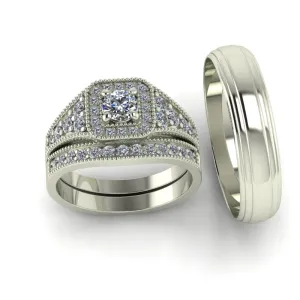 0.79ct Brilliant Cut Diamond Gold Complete Wedding Set - 03US63C
