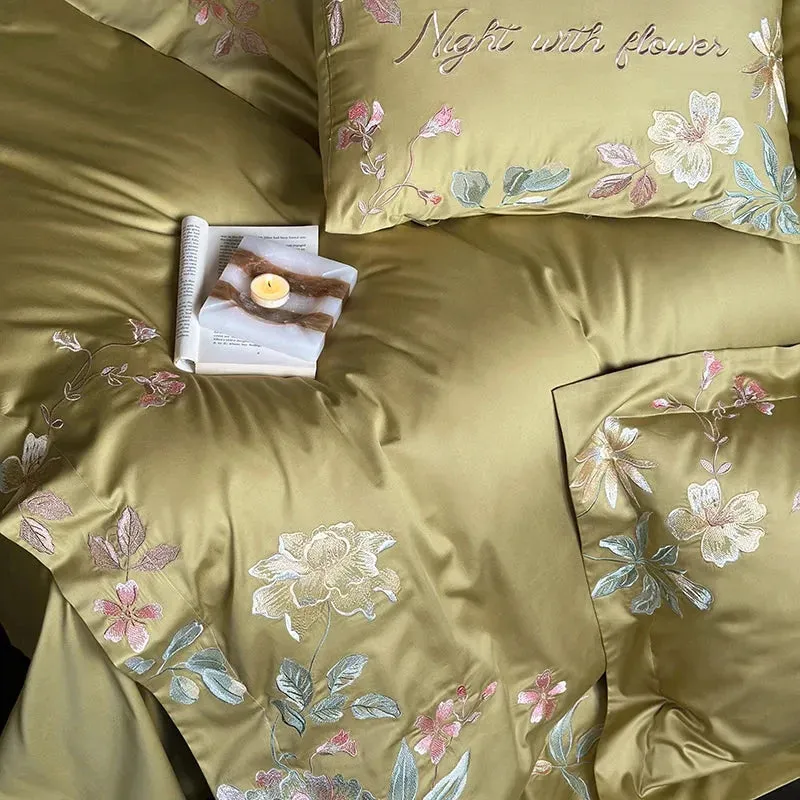 1000TC Egyptian Cotton Flowers Embroidery Bedding Set