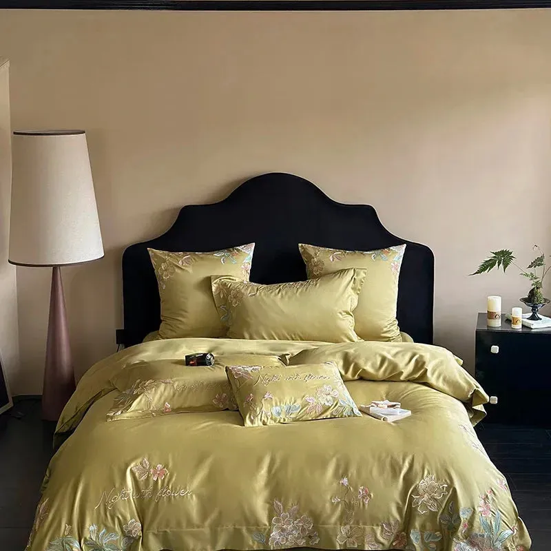 1000TC Egyptian Cotton Flowers Embroidery Bedding Set