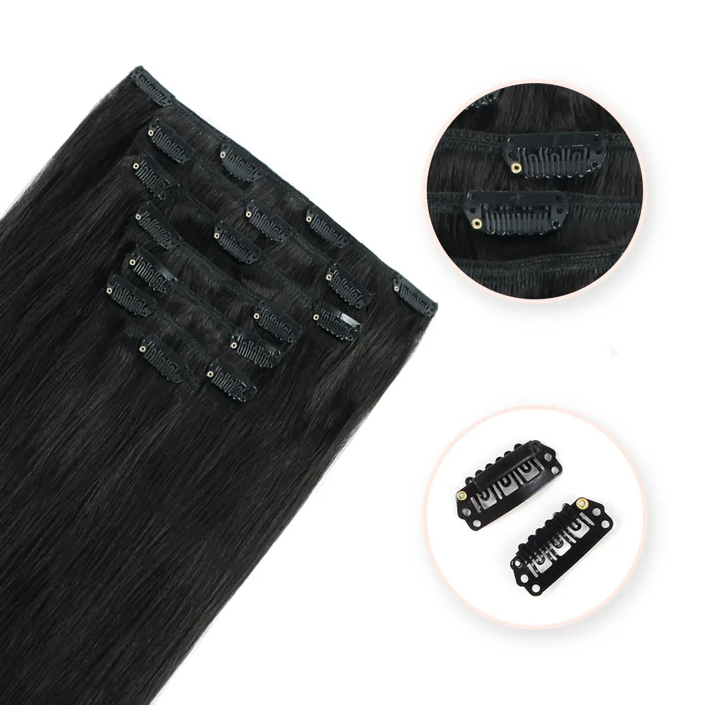 105G Jet Black 1# Clip in Hair Extensions