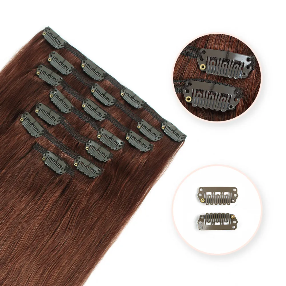 105G Platinum Dark Auburn 33# Clip in Hair Extensions