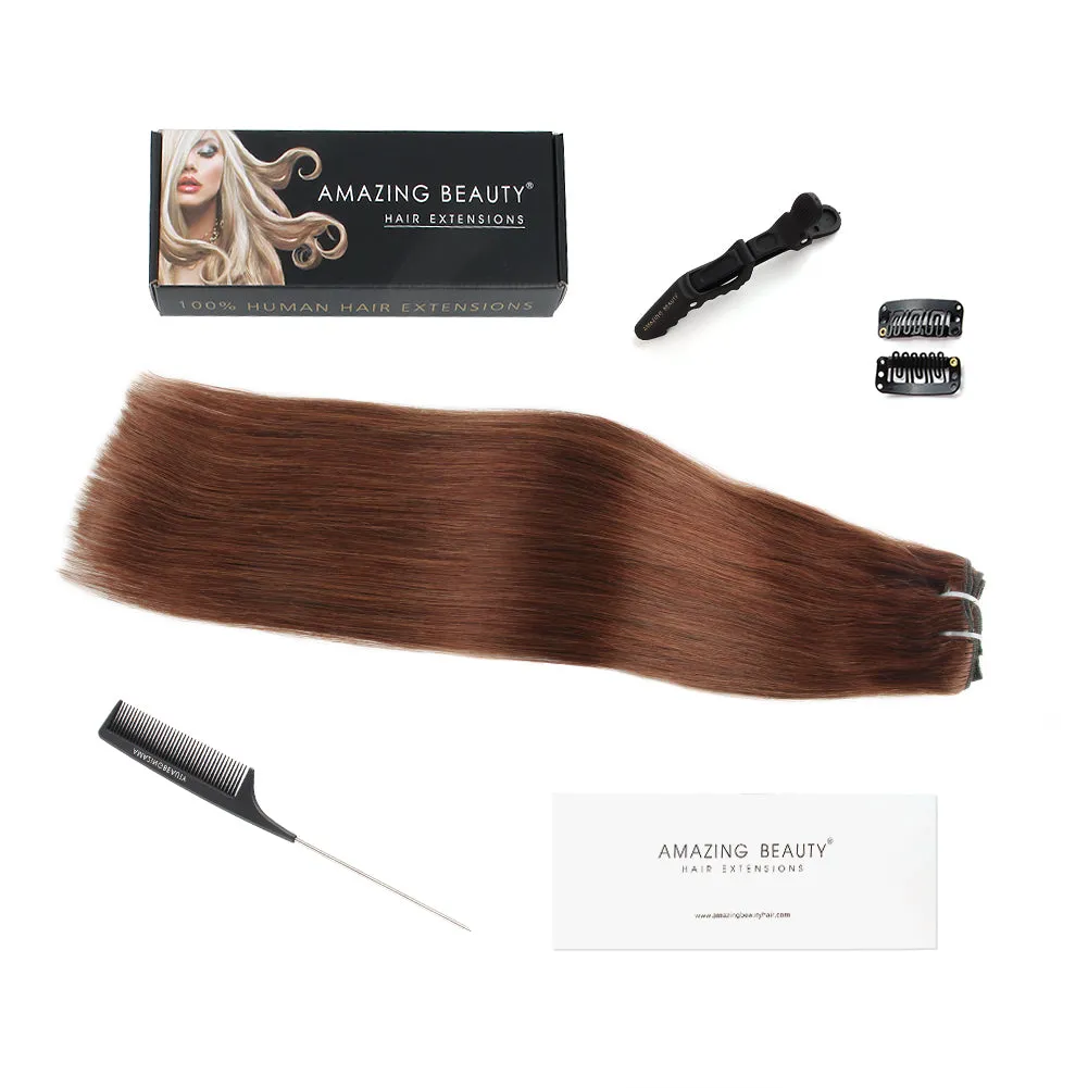 105G Platinum Dark Auburn 33# Clip in Hair Extensions