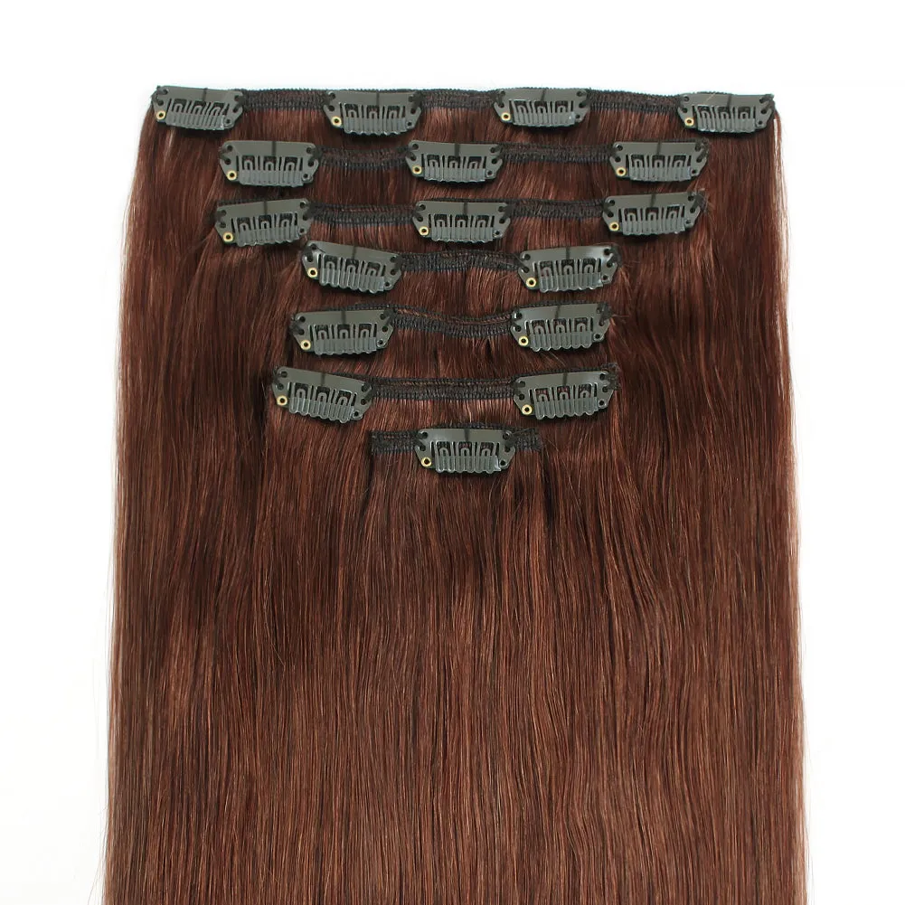 105G Platinum Dark Auburn 33# Clip in Hair Extensions