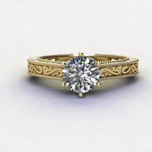1.0ct Brilliant Diamond Vintage Gold Wedding Ring  - 01US09