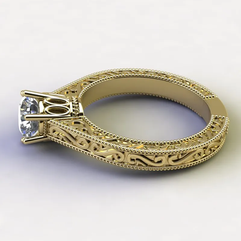 1.0ct Brilliant Diamond Vintage Gold Wedding Ring  - 01US09