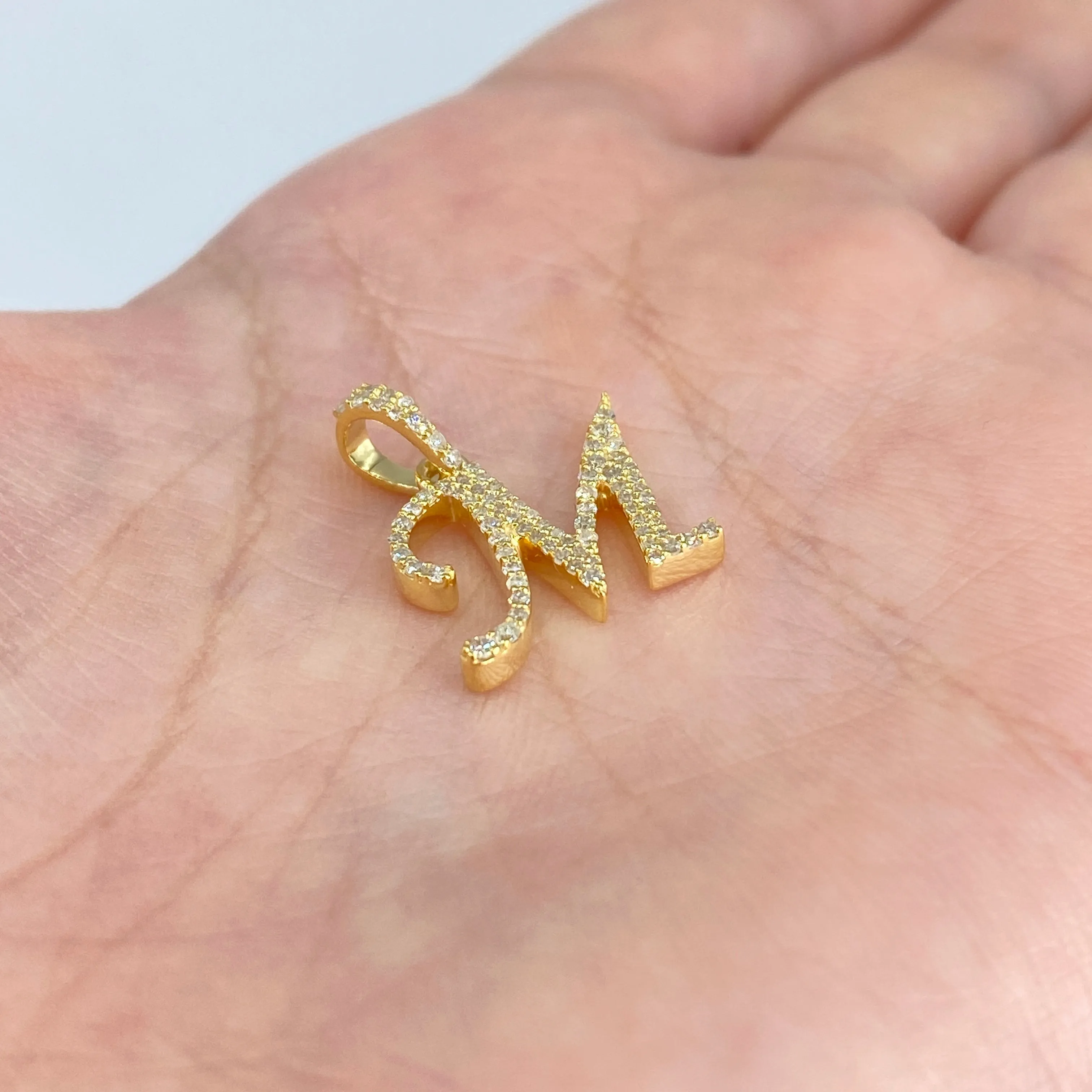 10K Cursive Initial Diamond Pendants Full Collection
