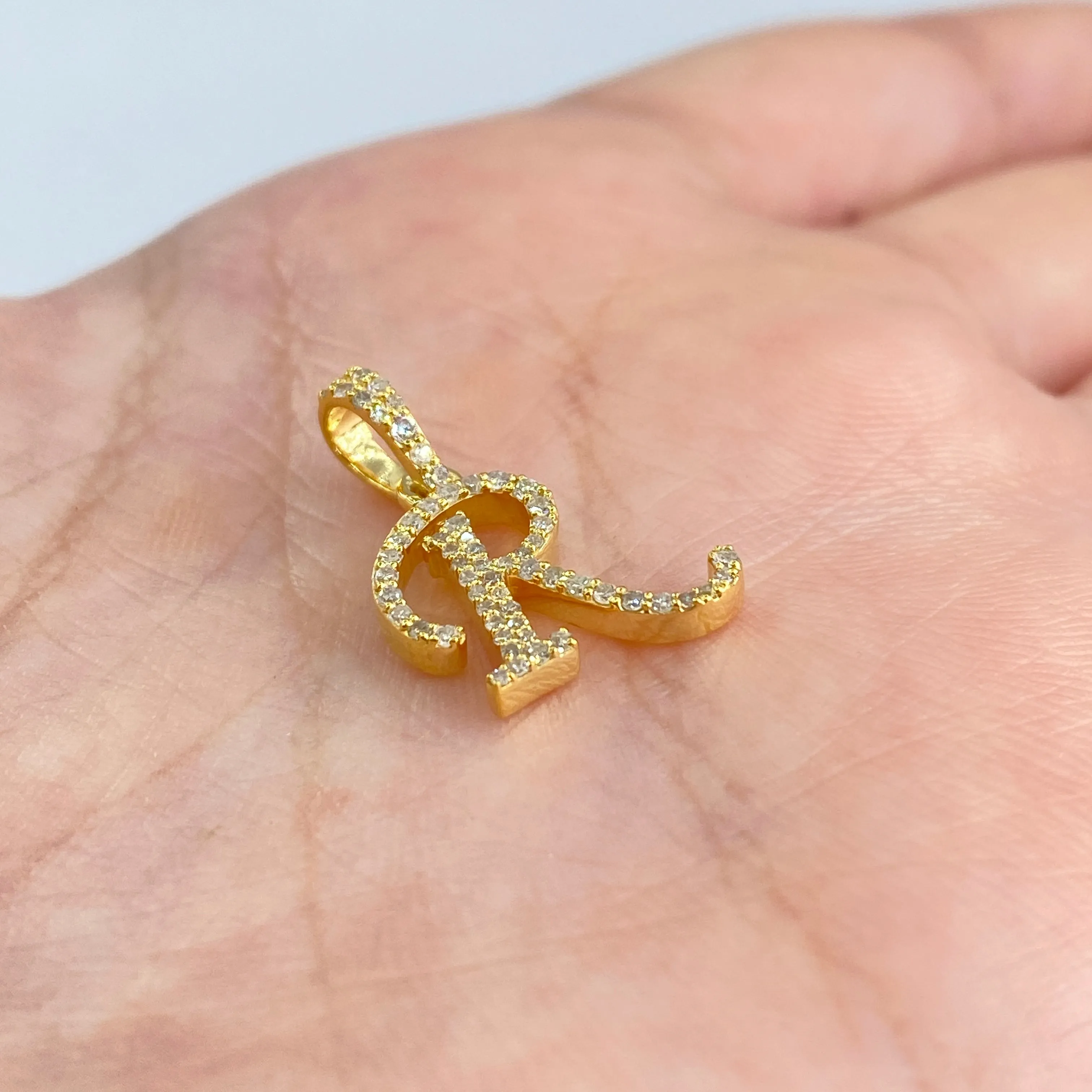 10K Cursive Initial Diamond Pendants Full Collection