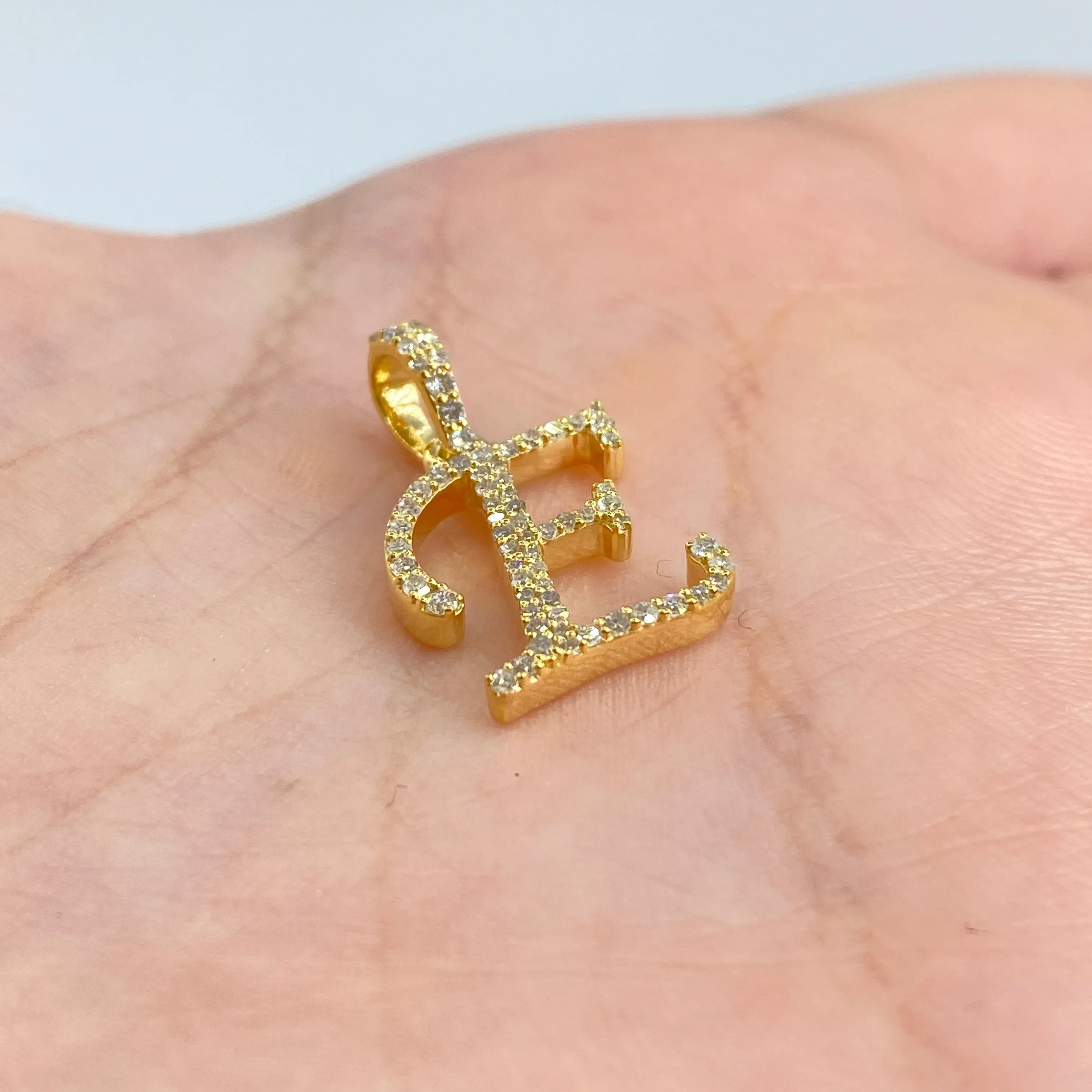 10K Cursive Initial Diamond Pendants Full Collection