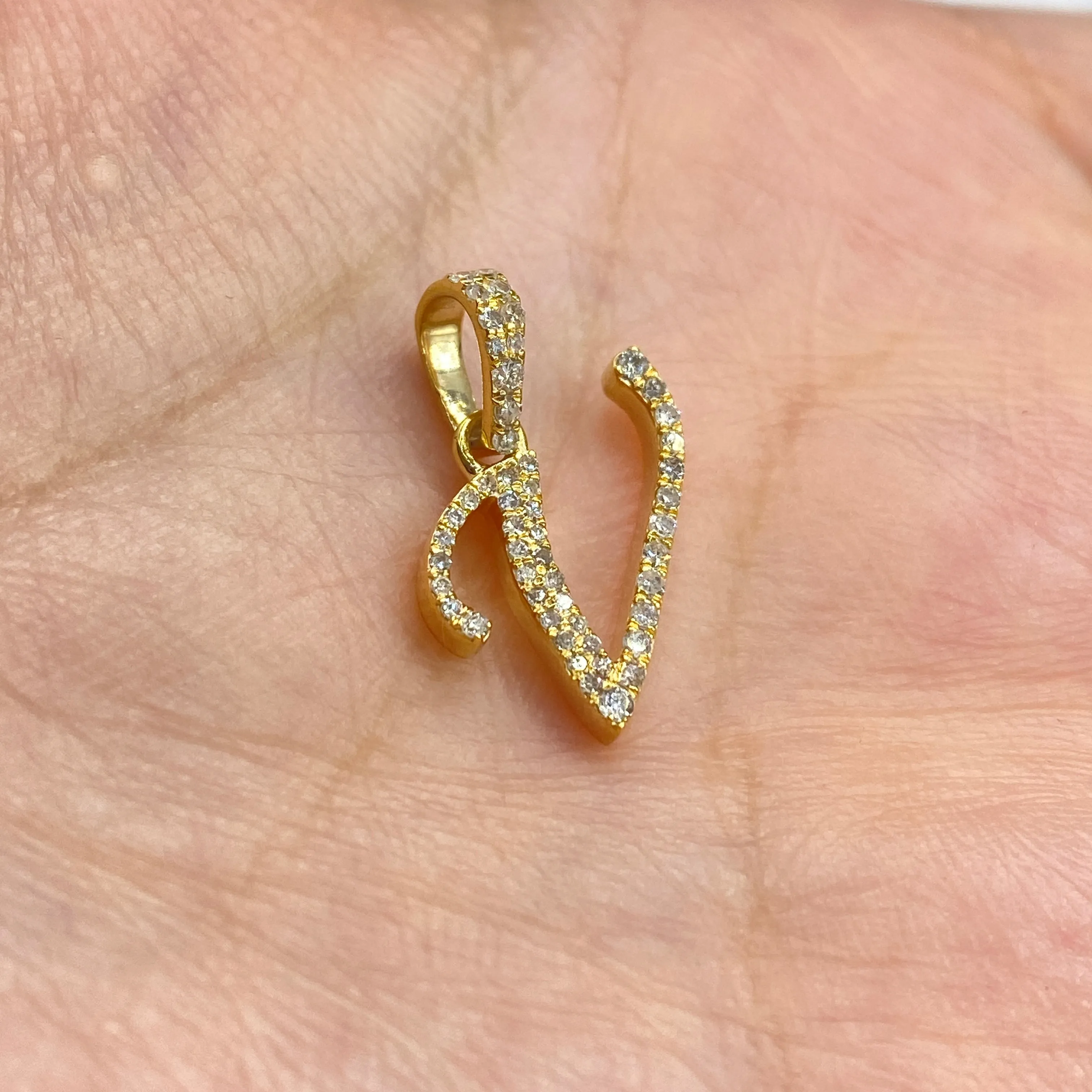 10K Cursive Initial Diamond Pendants Full Collection