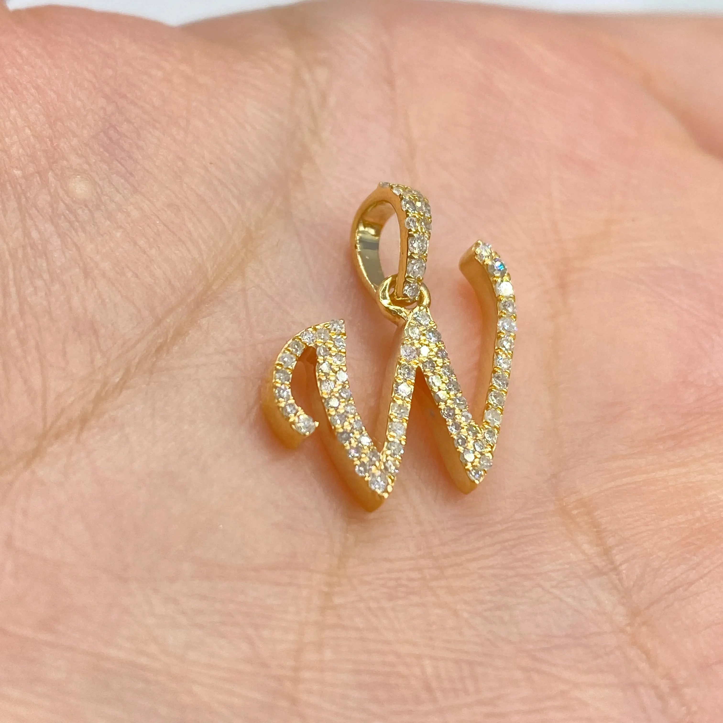 10K Cursive Initial Diamond Pendants Full Collection