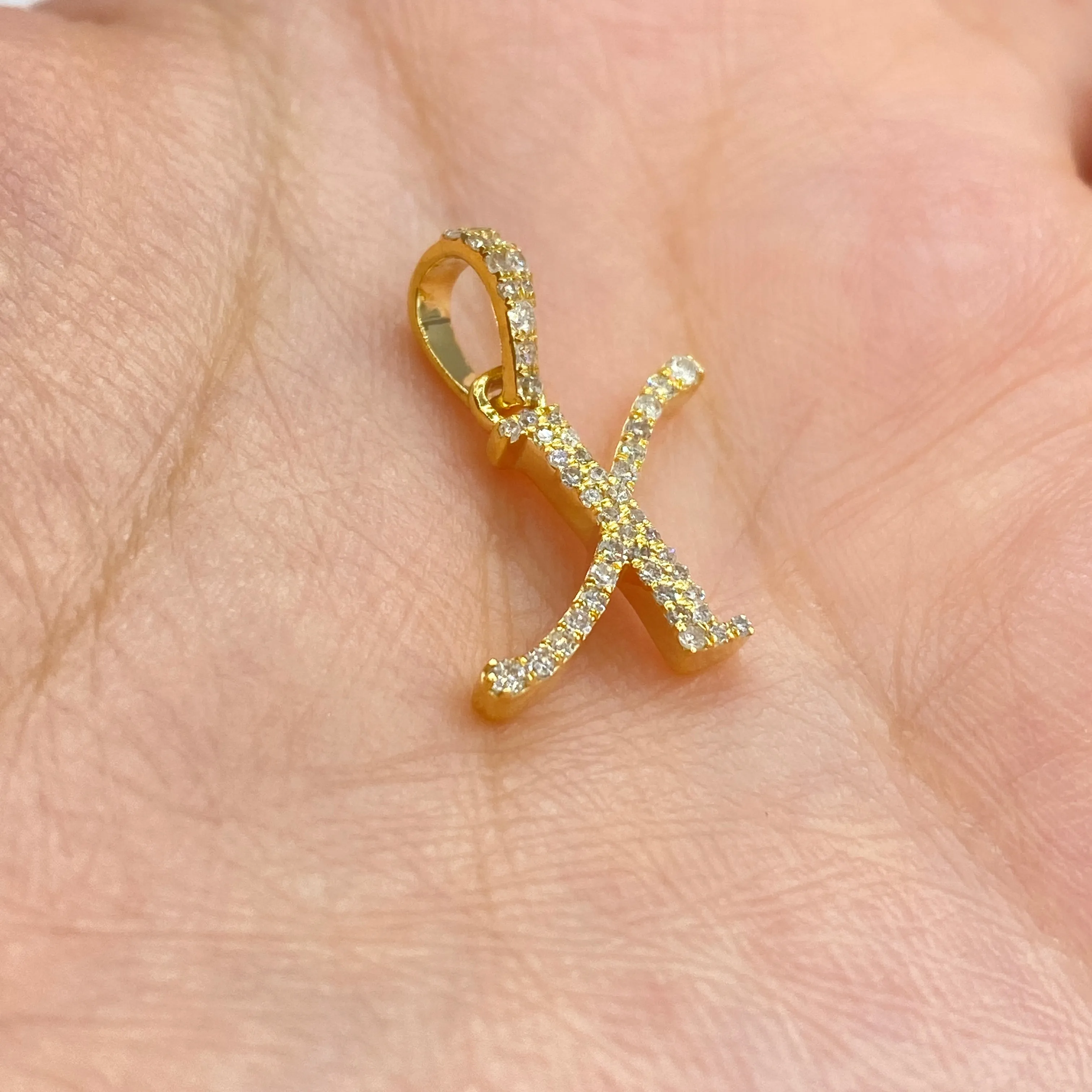 10K Cursive Initial Diamond Pendants Full Collection
