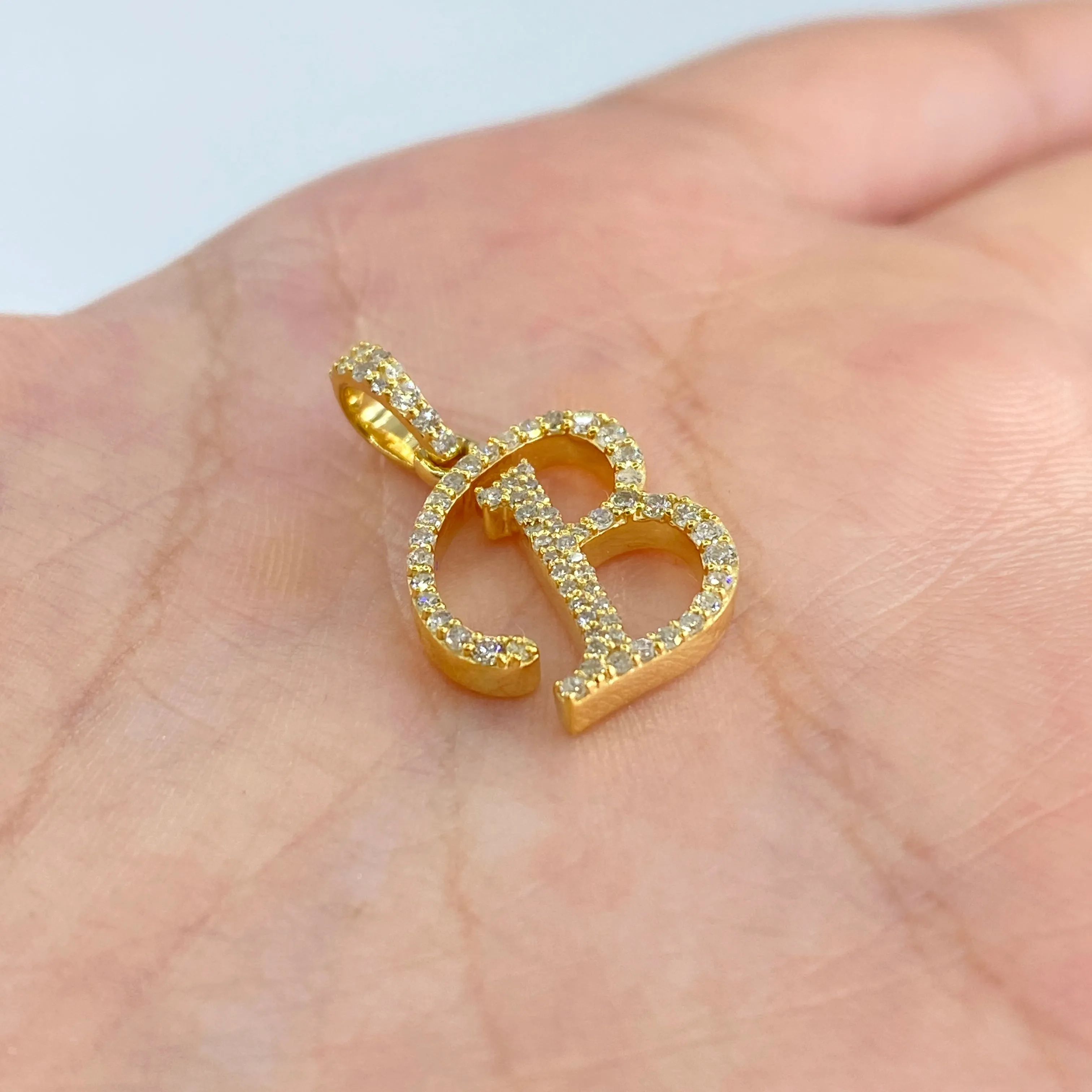 10K Cursive Initial Diamond Pendants Full Collection