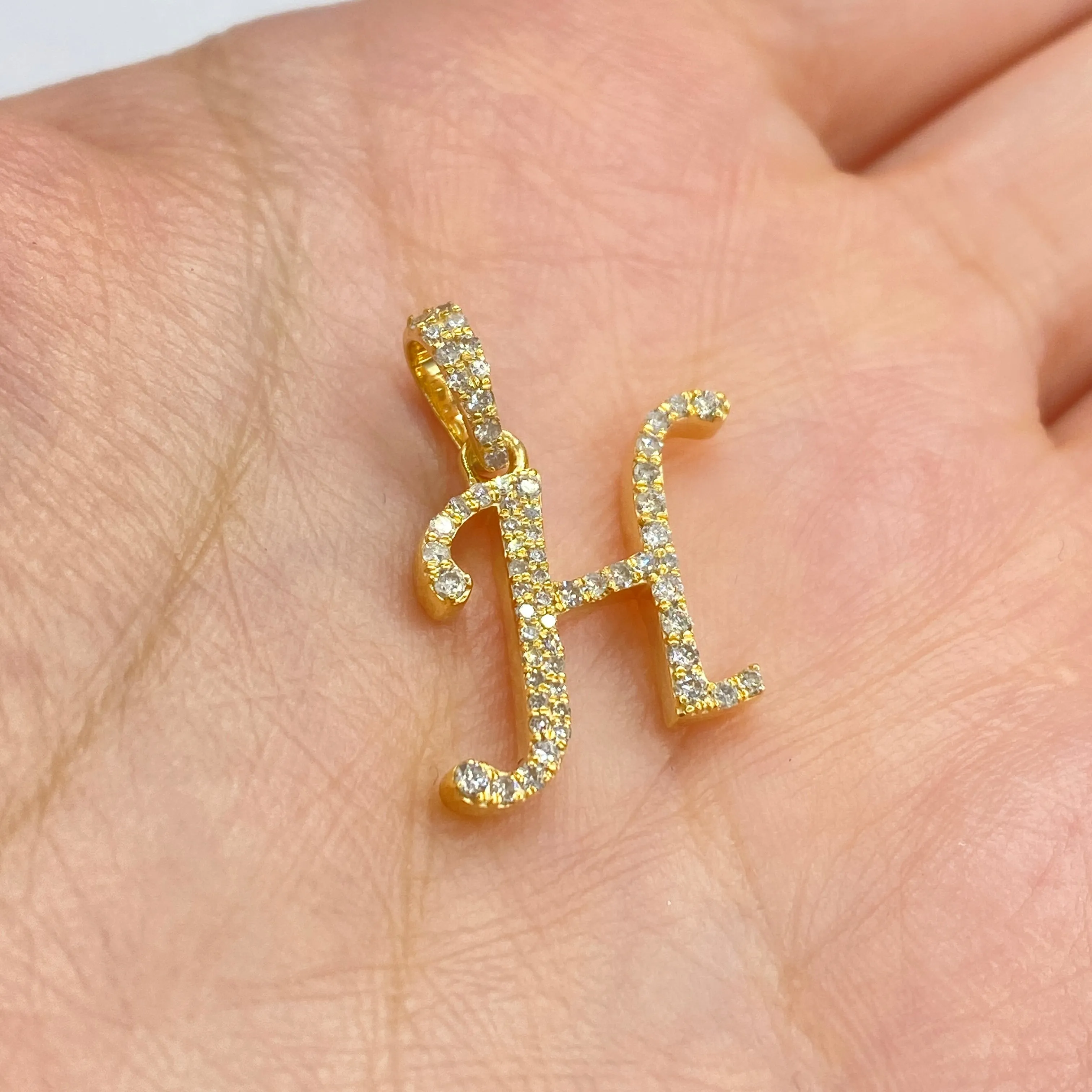 10K Cursive Initial Diamond Pendants Full Collection