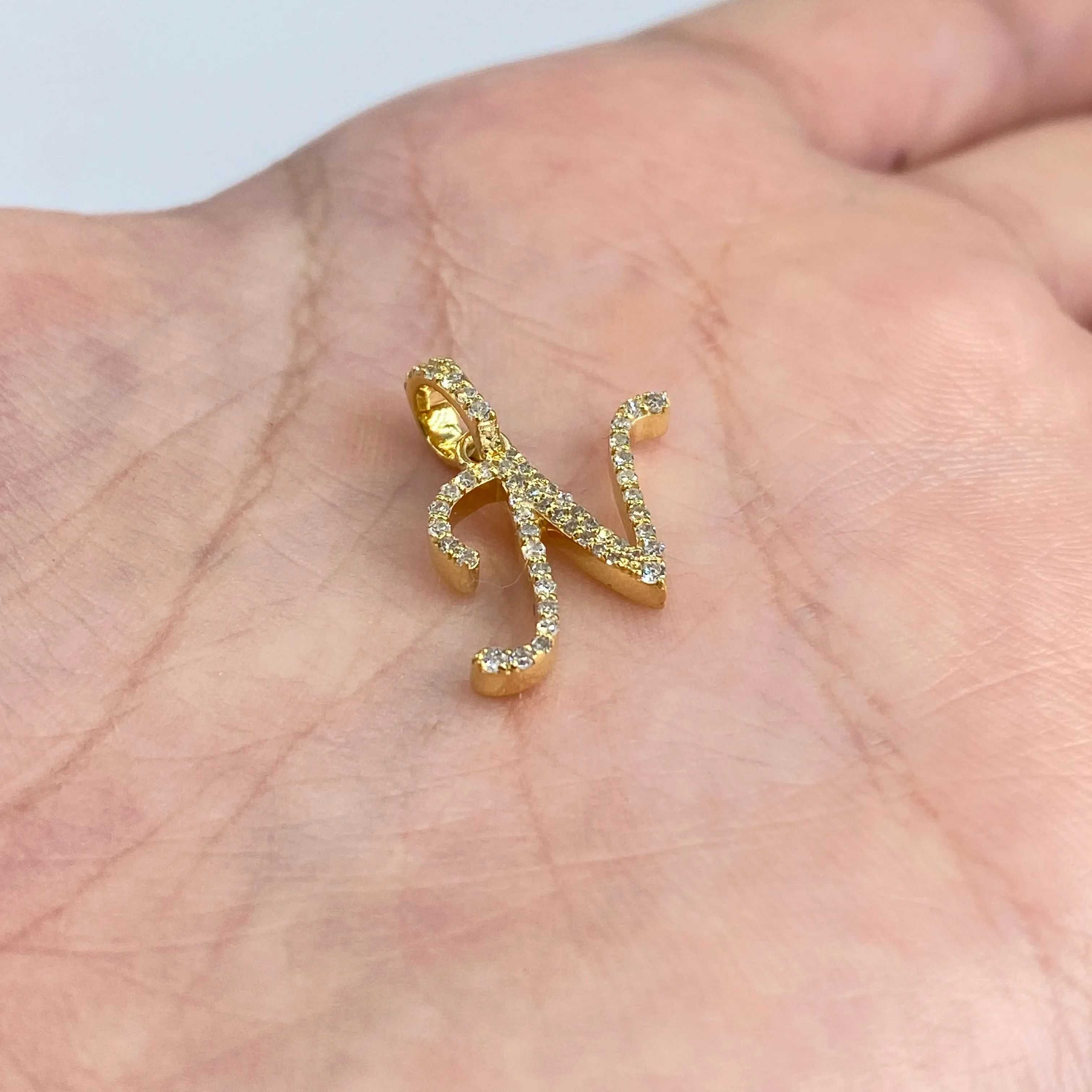10K Cursive Initial Diamond Pendants Full Collection
