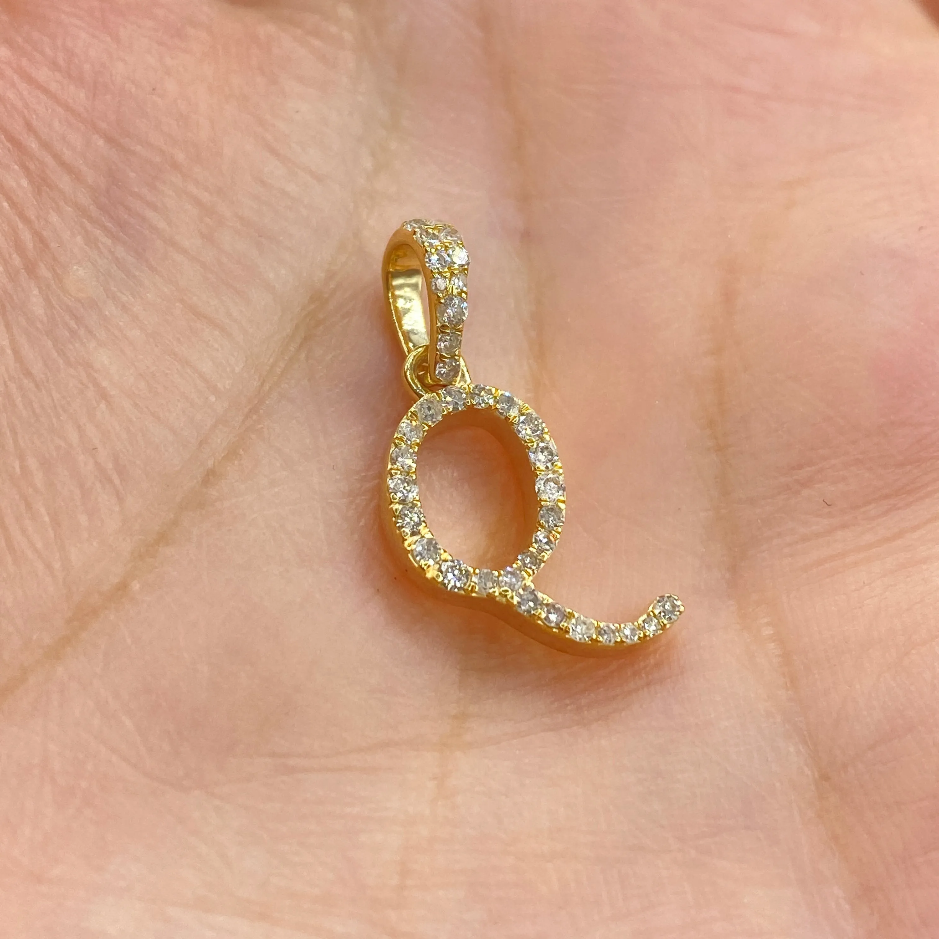 10K Cursive Initial Diamond Pendants Full Collection
