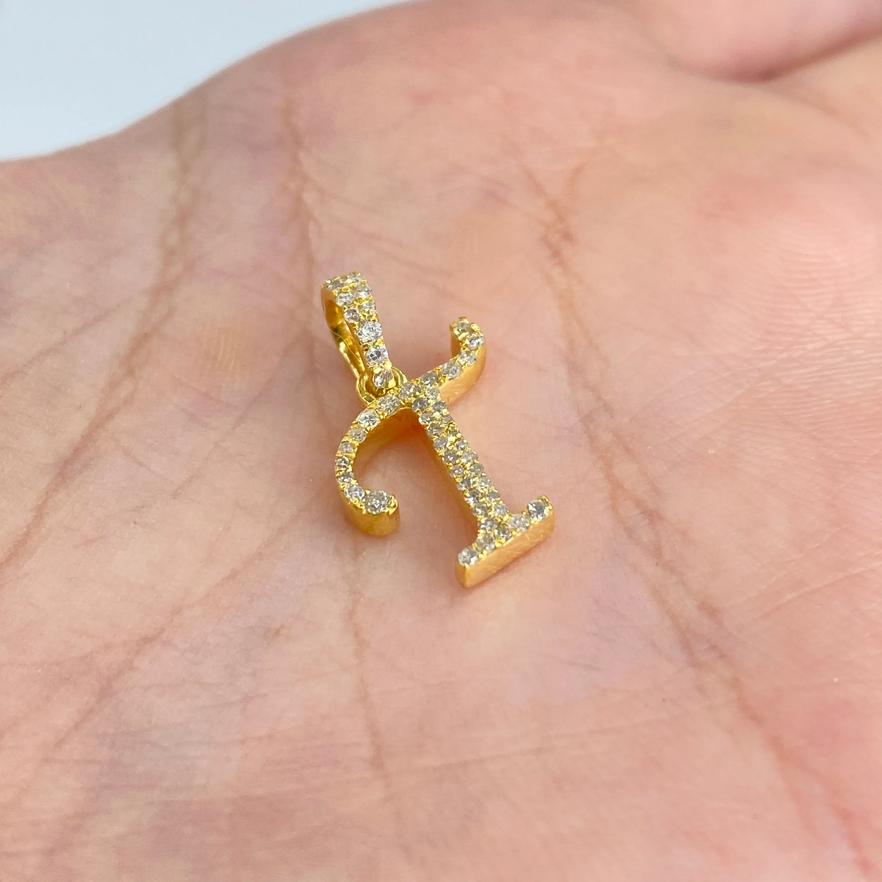 10K Cursive Initial Diamond Pendants Full Collection
