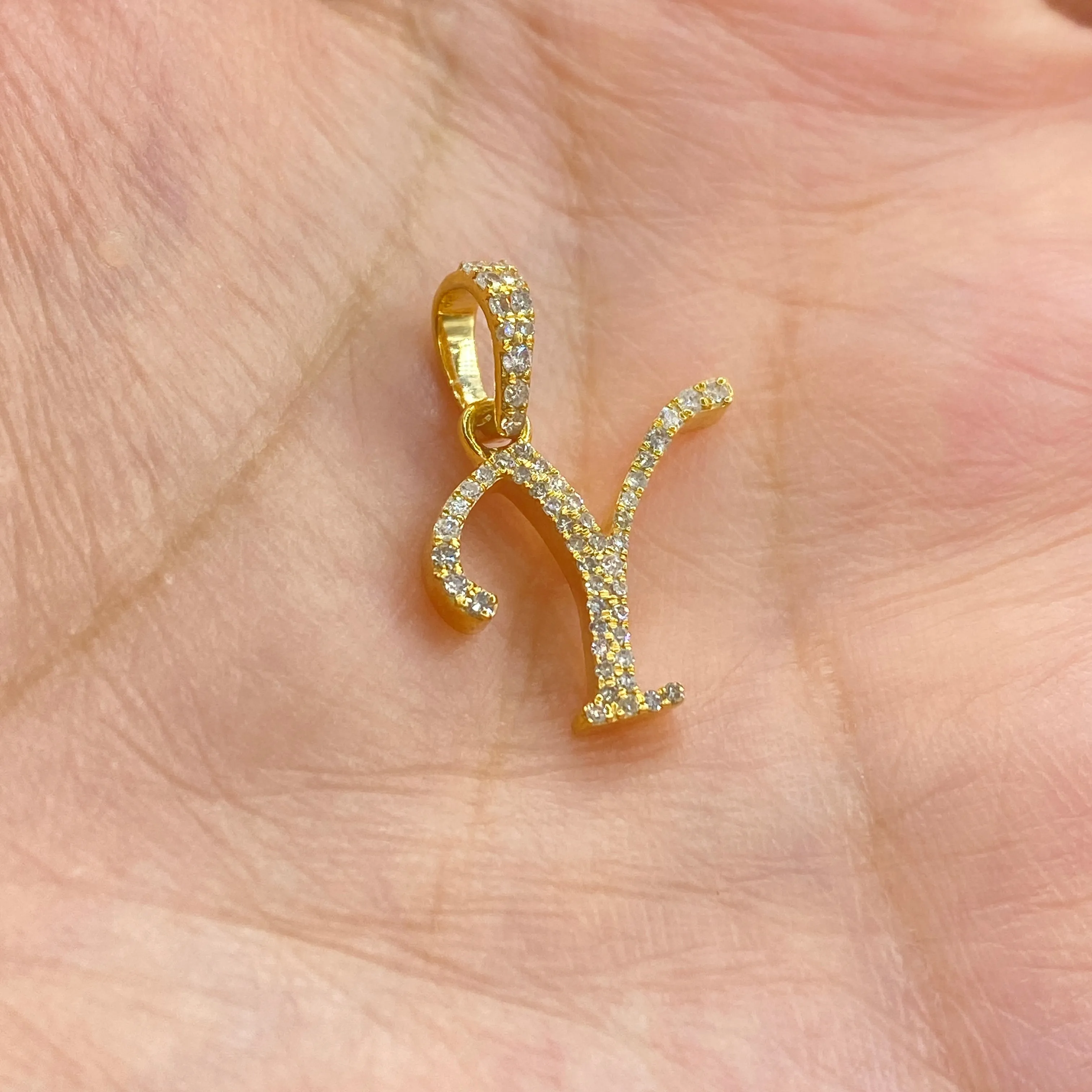 10K Cursive Initial Diamond Pendants Full Collection
