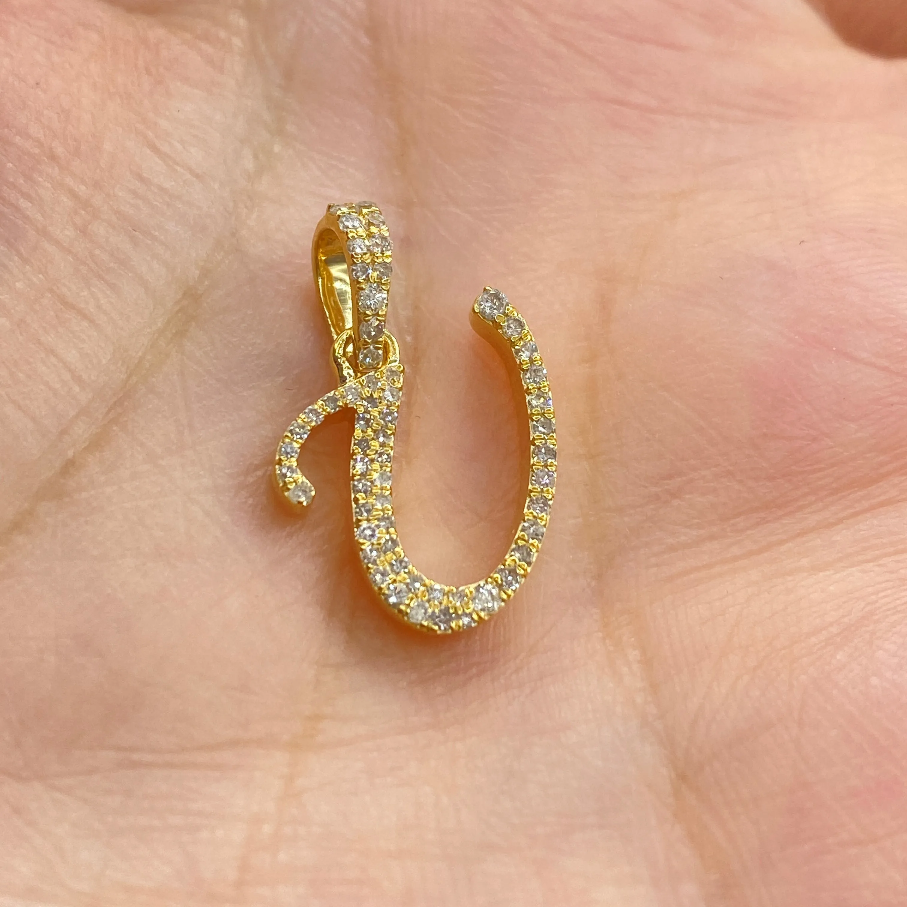 10K Cursive Initial Diamond Pendants Full Collection