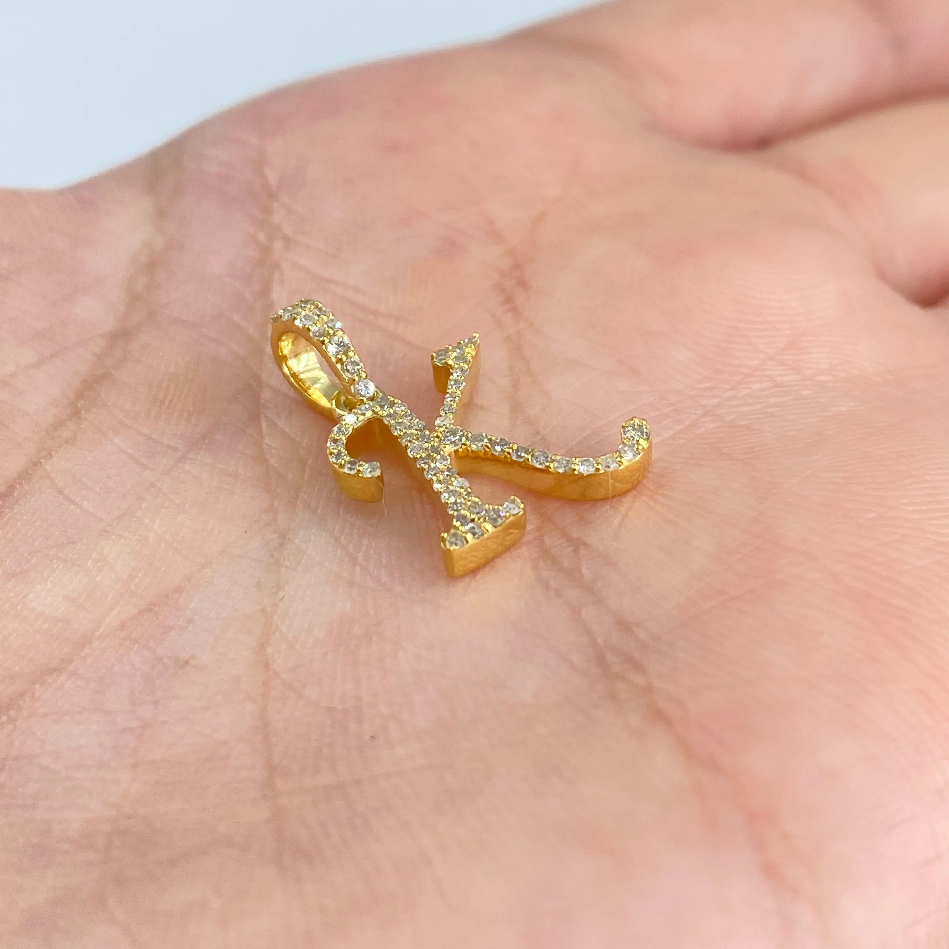 10K Cursive Initial Diamond Pendants Full Collection