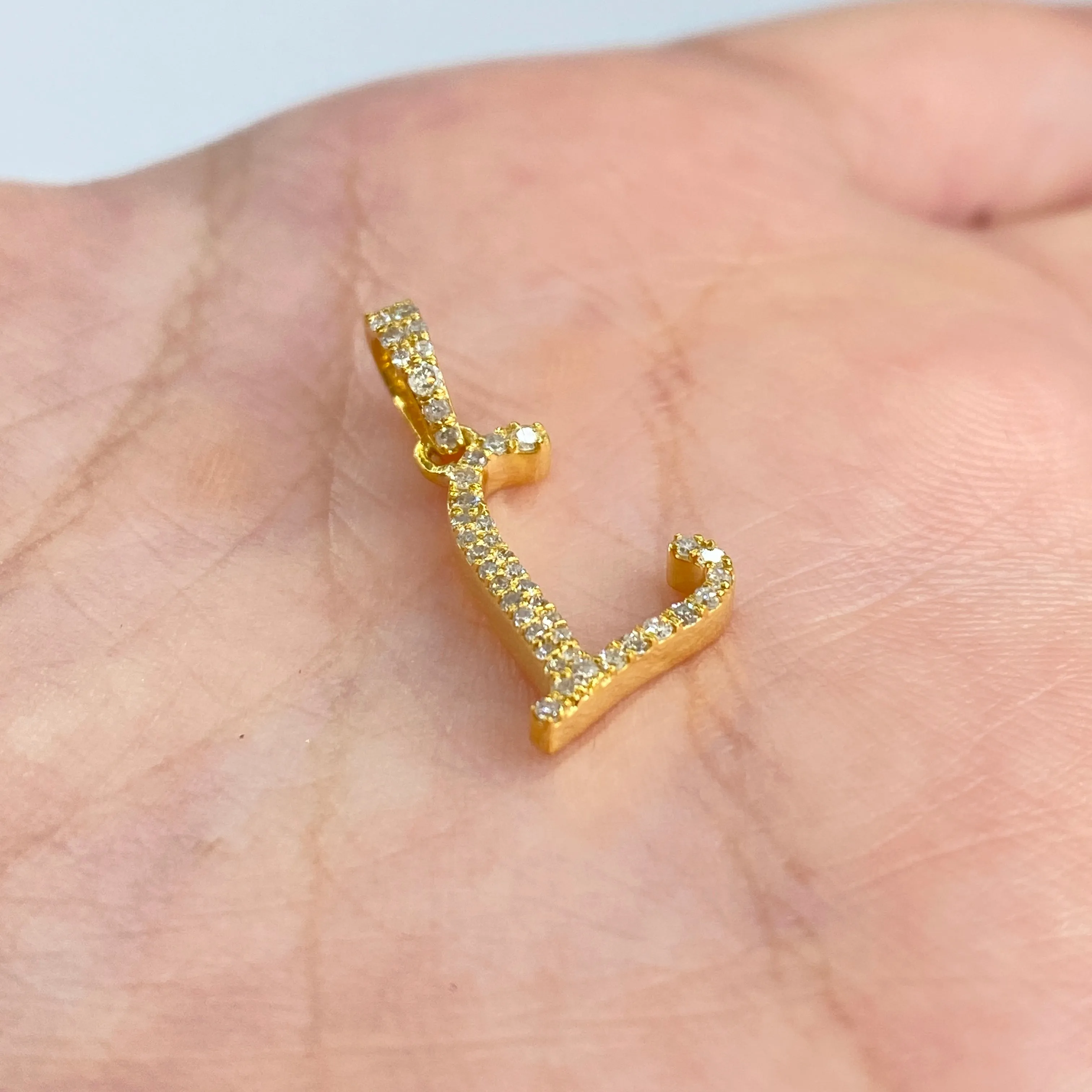 10K Cursive Initial Diamond Pendants Full Collection