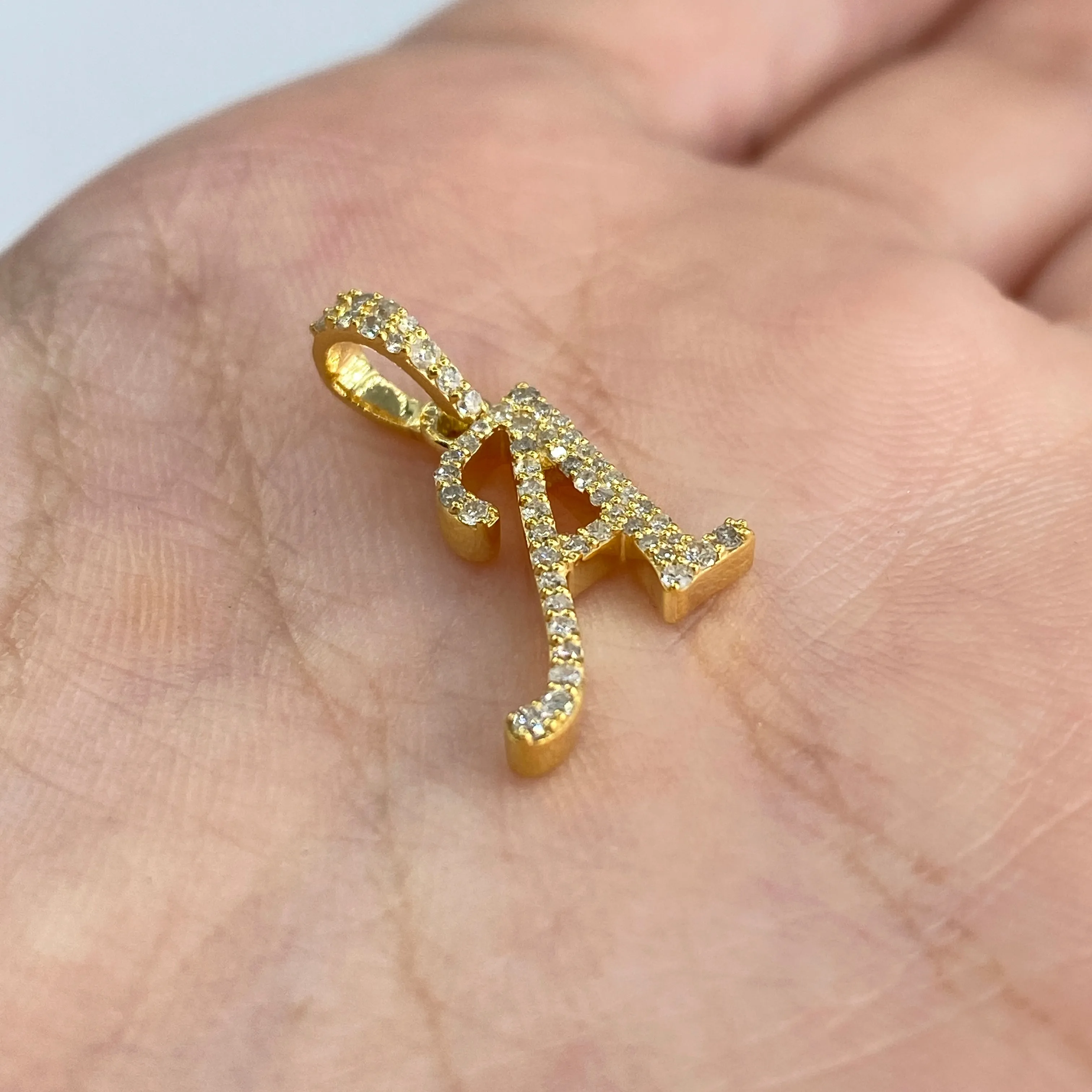 10K Cursive Initial Diamond Pendants Full Collection