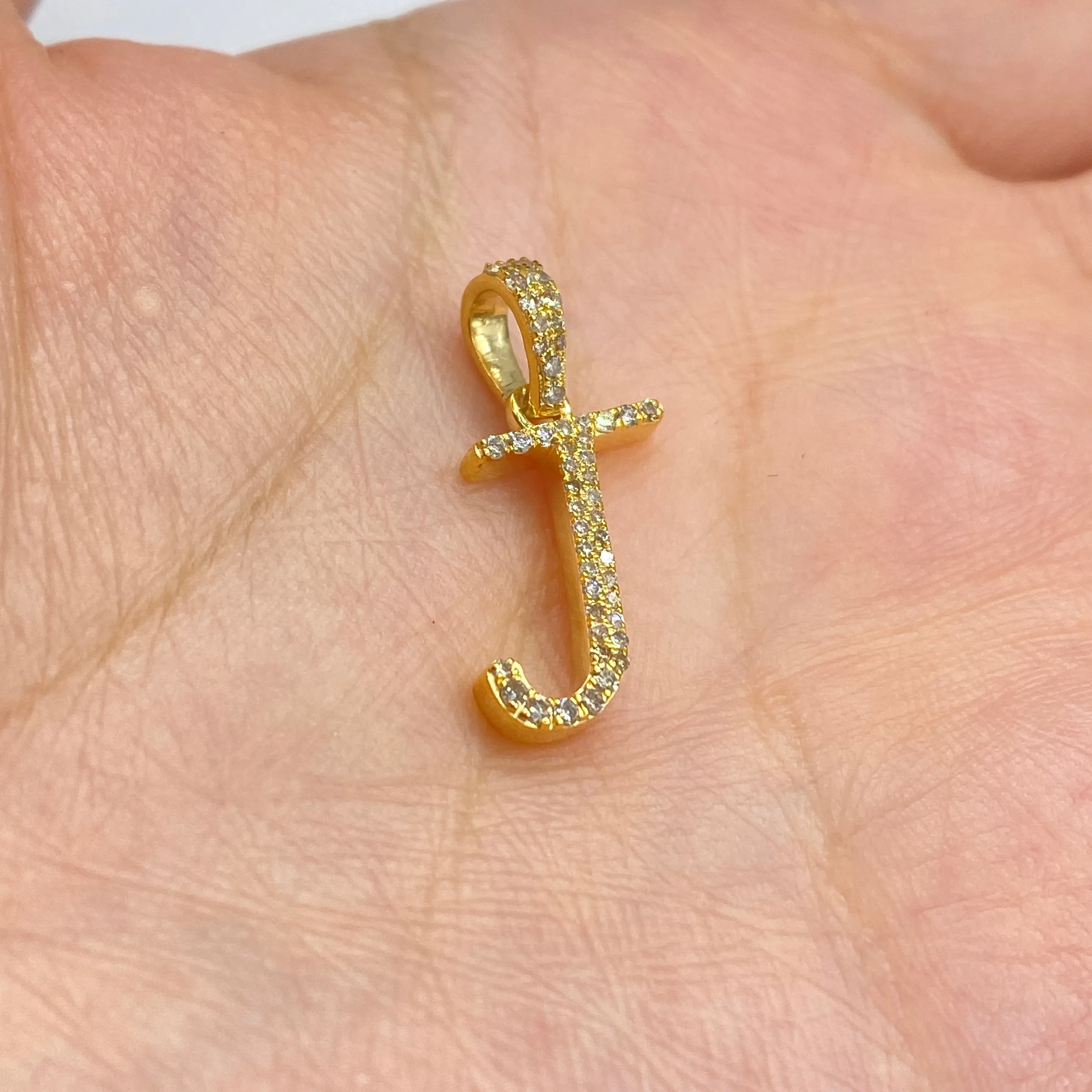 10K Cursive Initial Diamond Pendants Full Collection