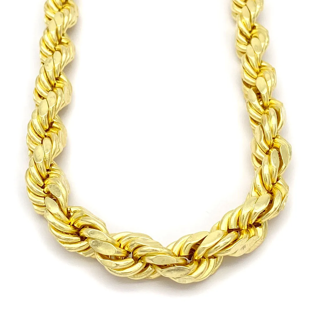 10k Hollow Diamond Cut Rope Chain 9mm
