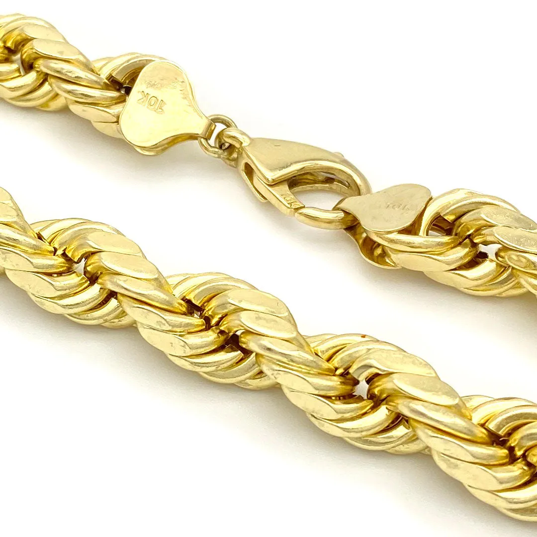 10k Hollow Diamond Cut Rope Chain 9mm