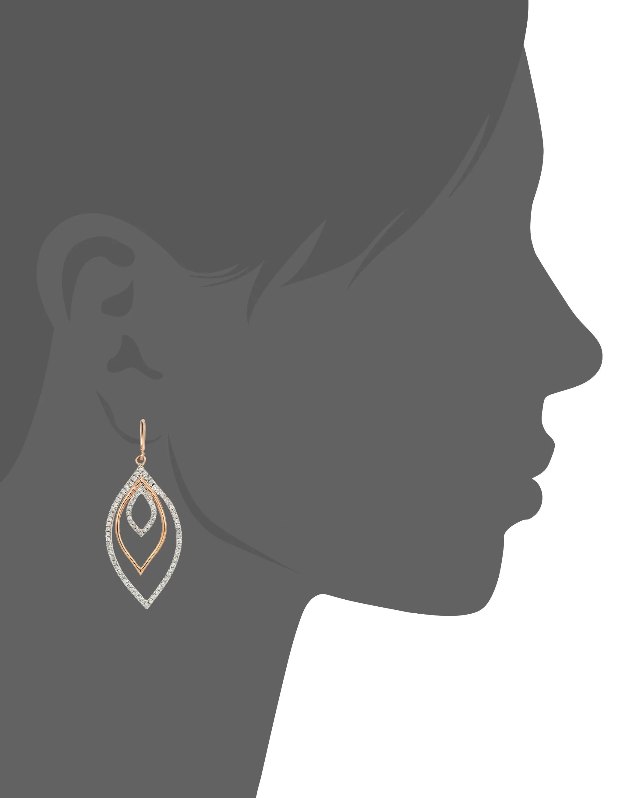 1/2 cttw Diamond Leaf Drop Dangle Earrings in 10K Rose Gold