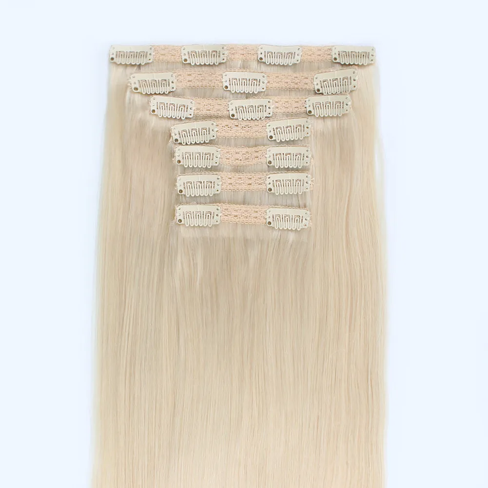 120G Platinum Blonde 60# Clip in Hair Extensions