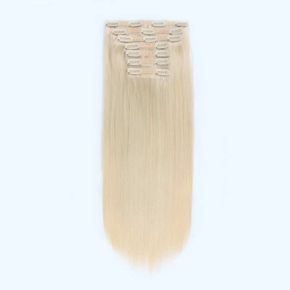120G Platinum Blonde 60# Clip in Hair Extensions