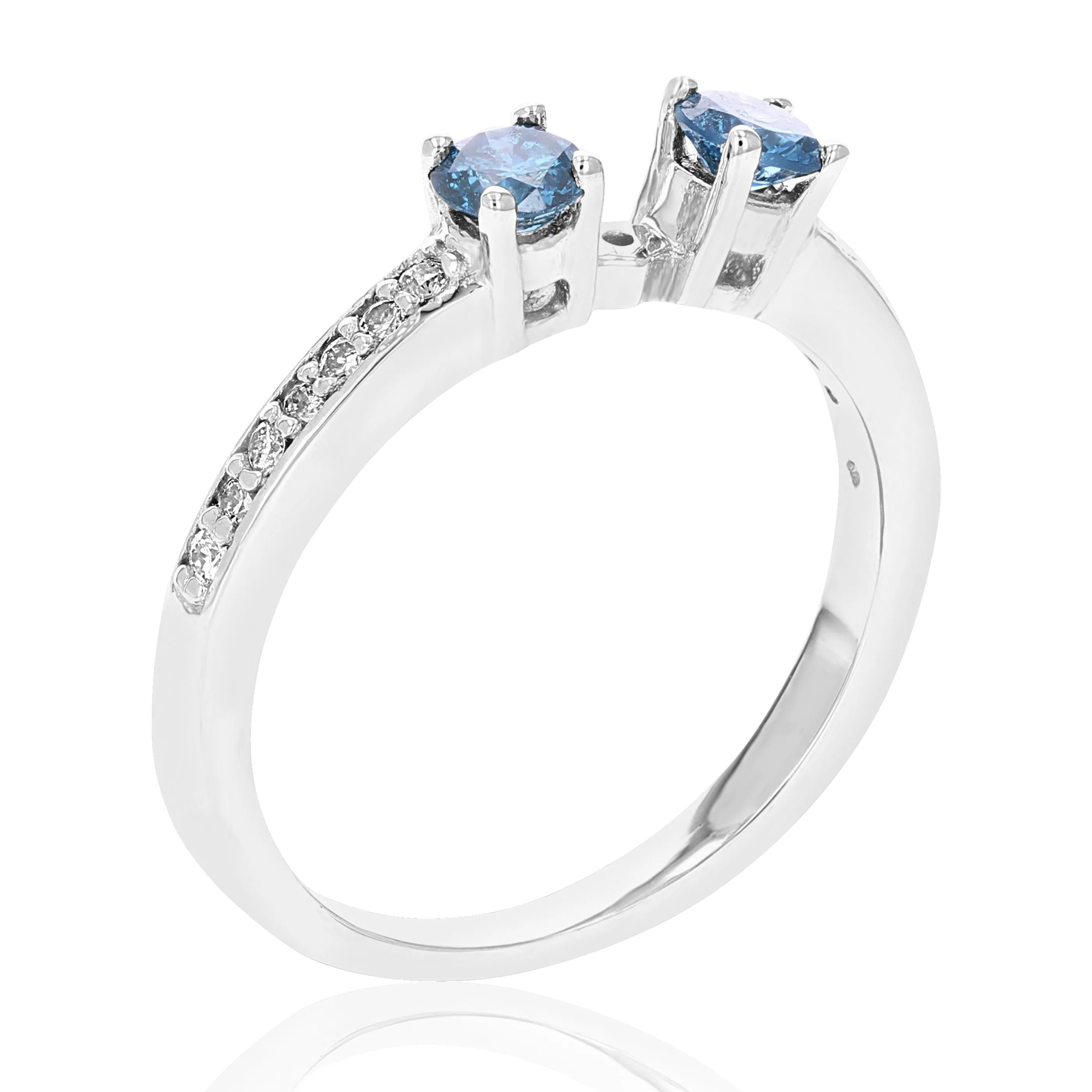 1/3 cttw Blue Diamond Engagement Ring in 14K White Gold
