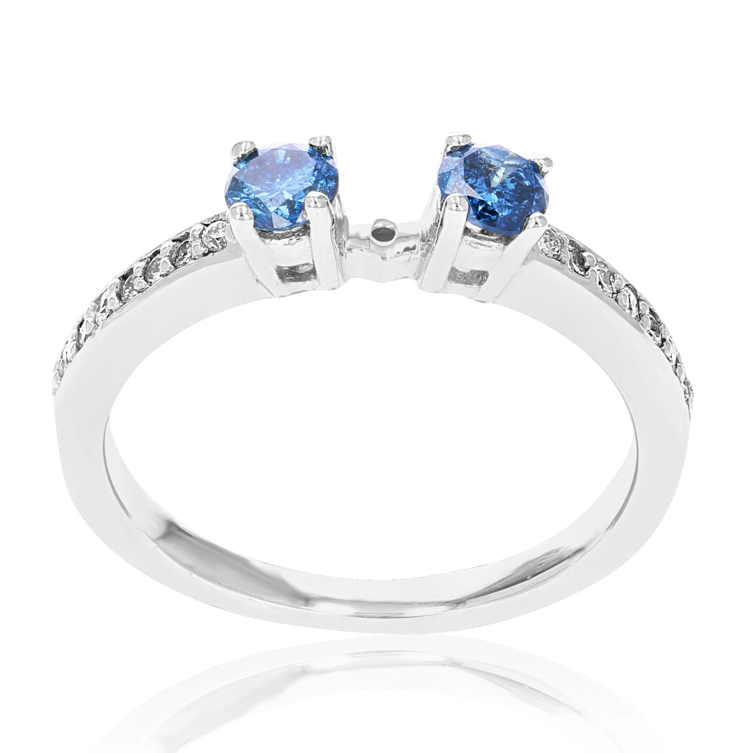 1/3 cttw Blue Diamond Engagement Ring in 14K White Gold