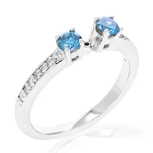 1/3 cttw Blue Diamond Engagement Ring in 14K White Gold