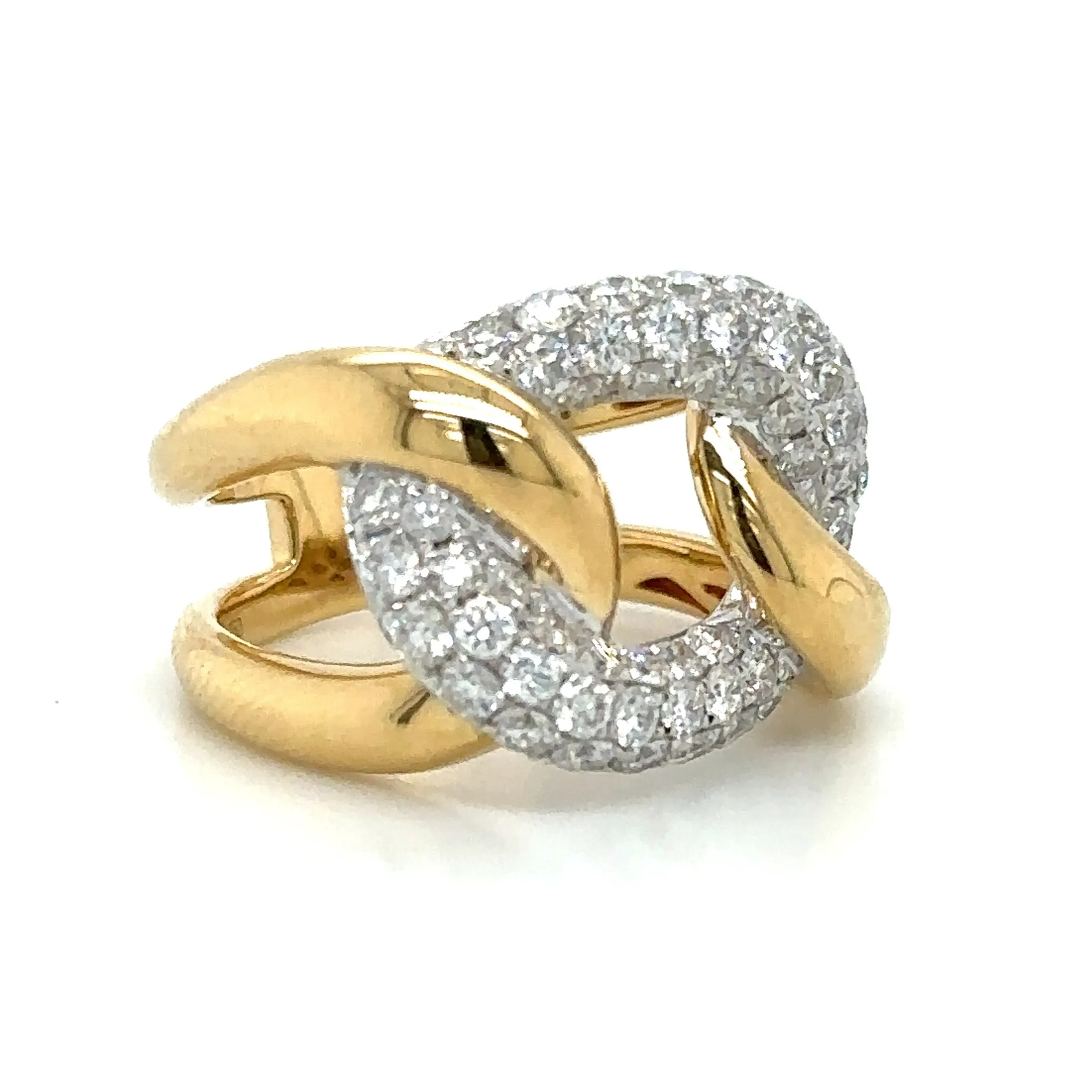 1.33ct tw Ladies Two Tone Gold Link Diamond & Gold Ring