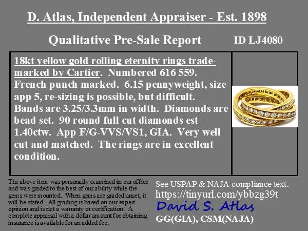 1.40ctw Diamond Eternity Rolling Ring by Cartier France