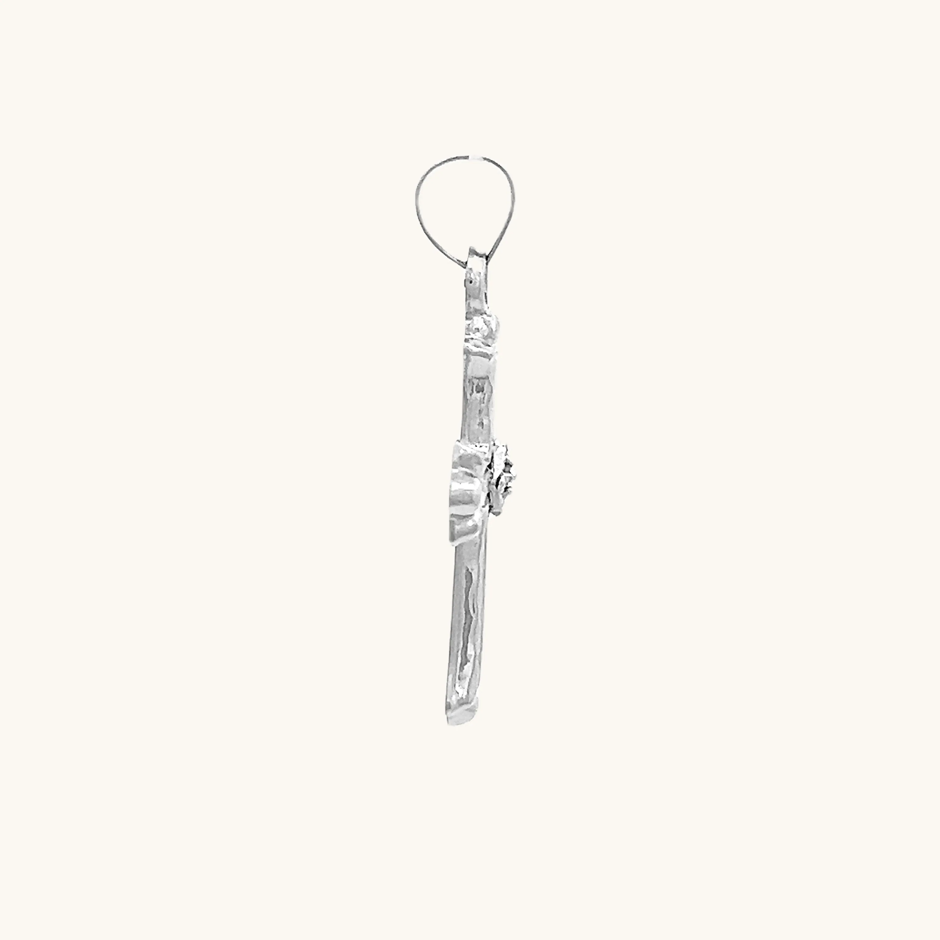 14K GOLD FLORENTINE .01CT DIAMOND CROSS PENDANT