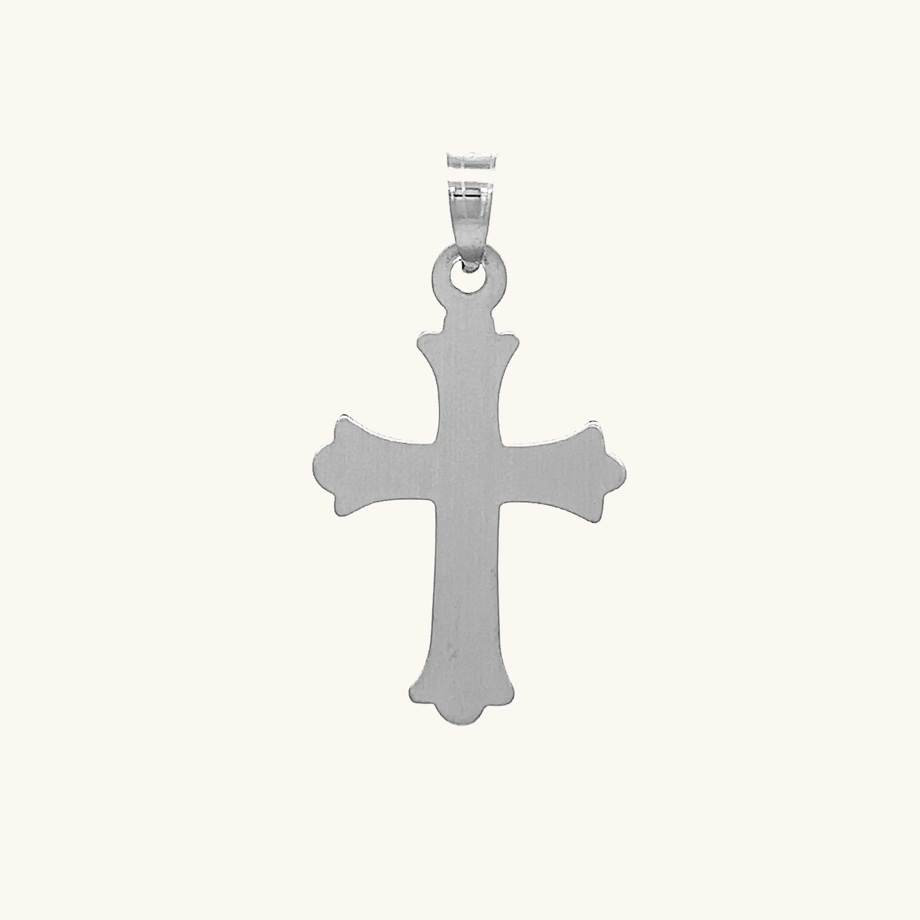 14K GOLD FLORENTINE .01CT DIAMOND CROSS PENDANT