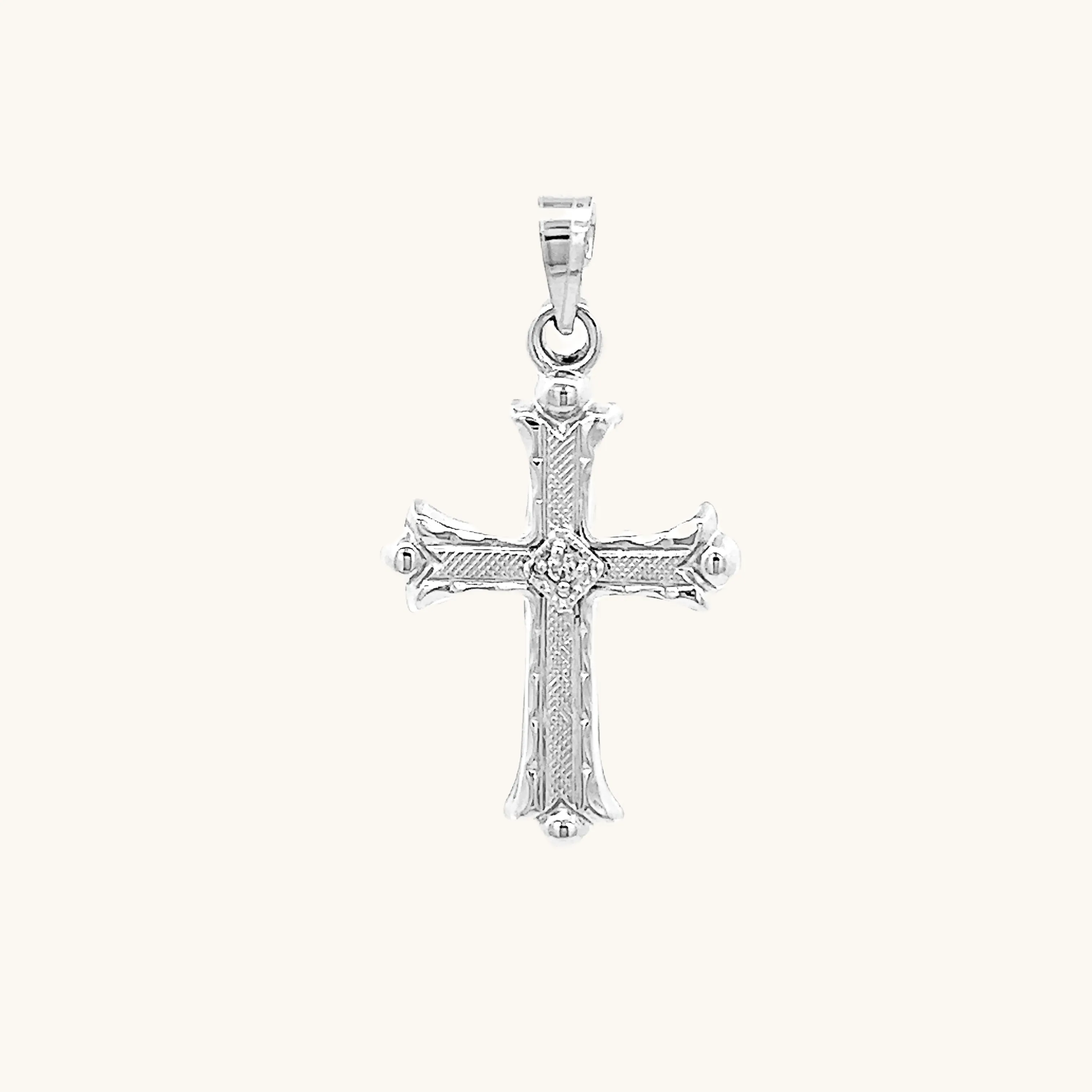 14K GOLD FLORENTINE .01CT DIAMOND CROSS PENDANT