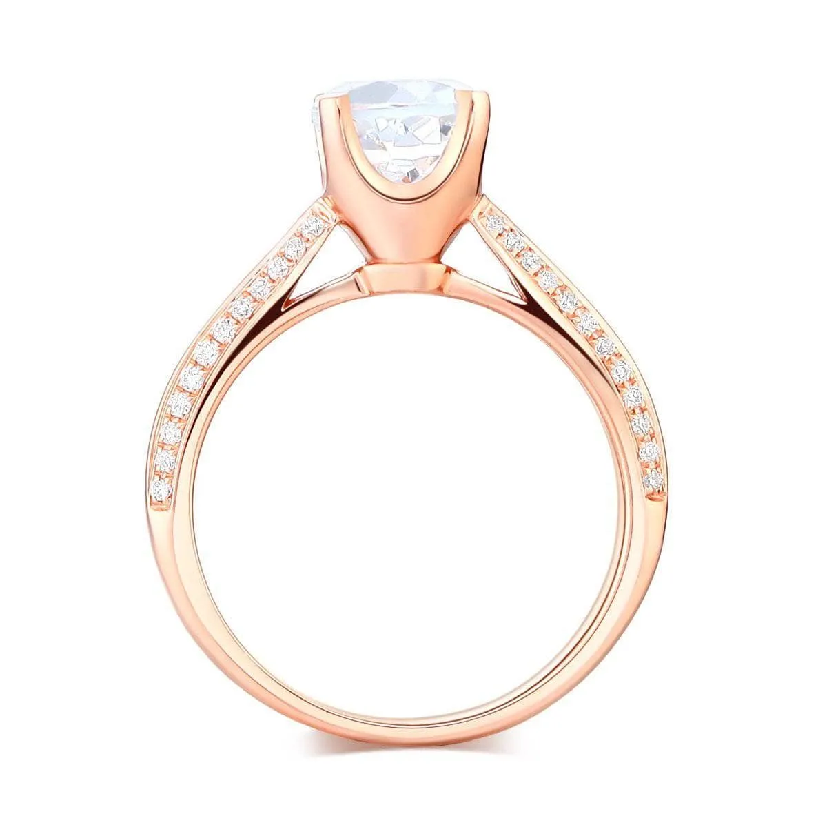 14K Rose Gold 1.2 Ct Topaz 0.2 Ct Natural Diamond Ring