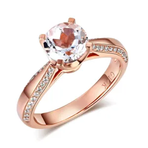 14K Rose Gold 1.2 Ct Topaz 0.2 Ct Natural Diamond Ring