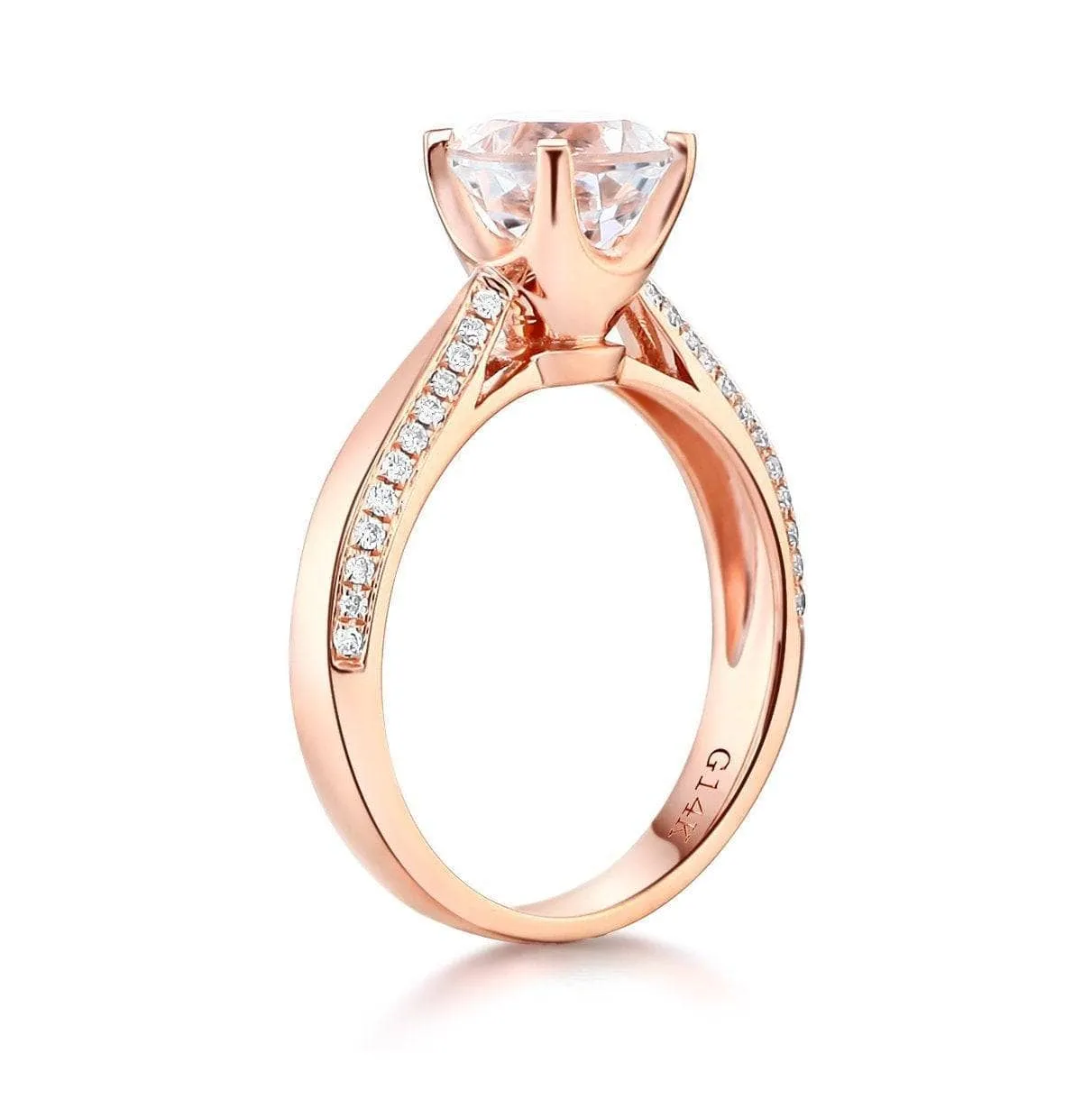 14K Rose Gold 1.2 Ct Topaz 0.2 Ct Natural Diamond Ring