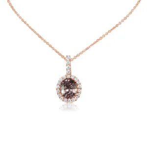 14K Rose Gold Lotus Garnet/Diamond Pendant