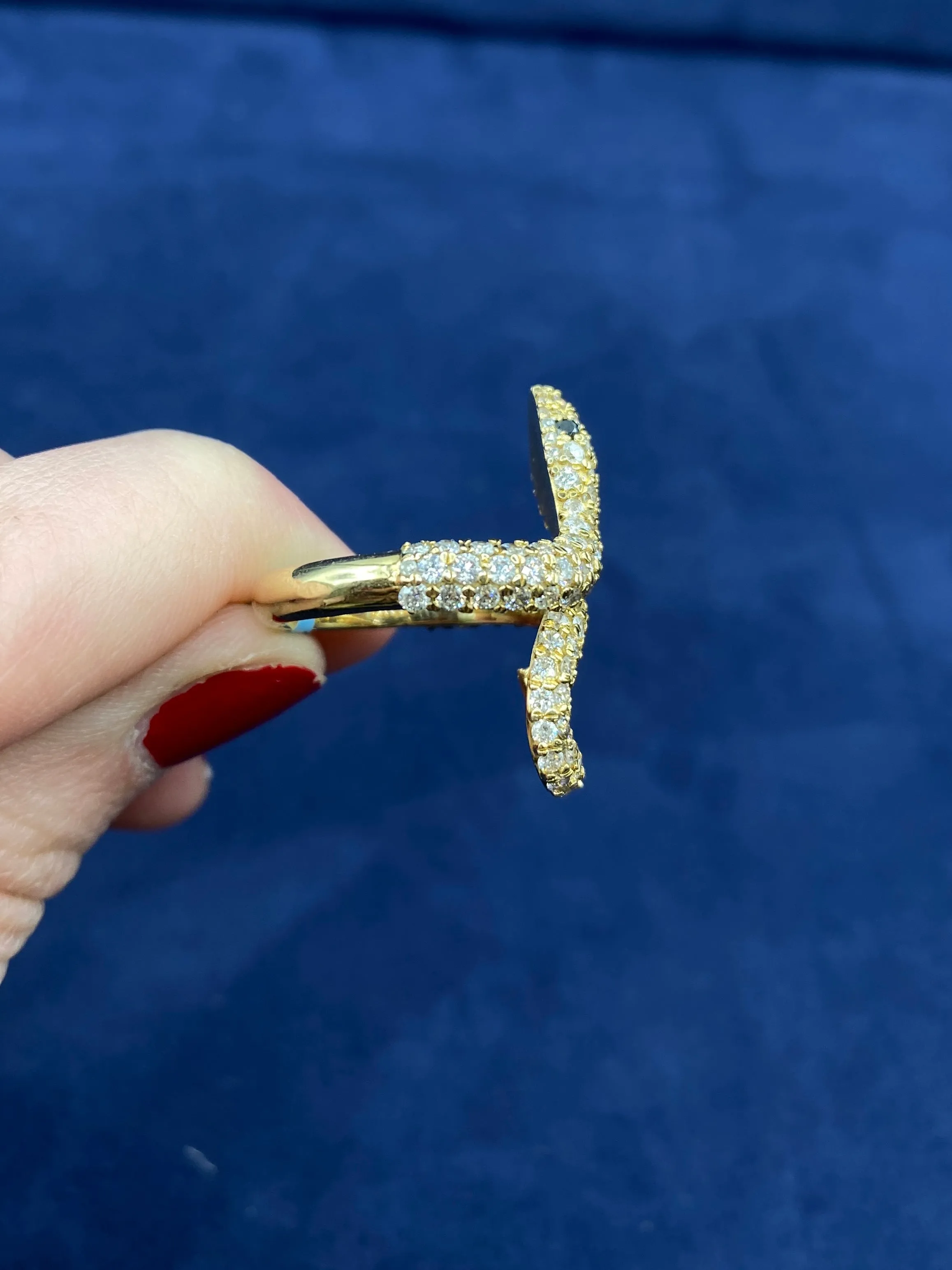 14K Serpent Diamond Snake Ring