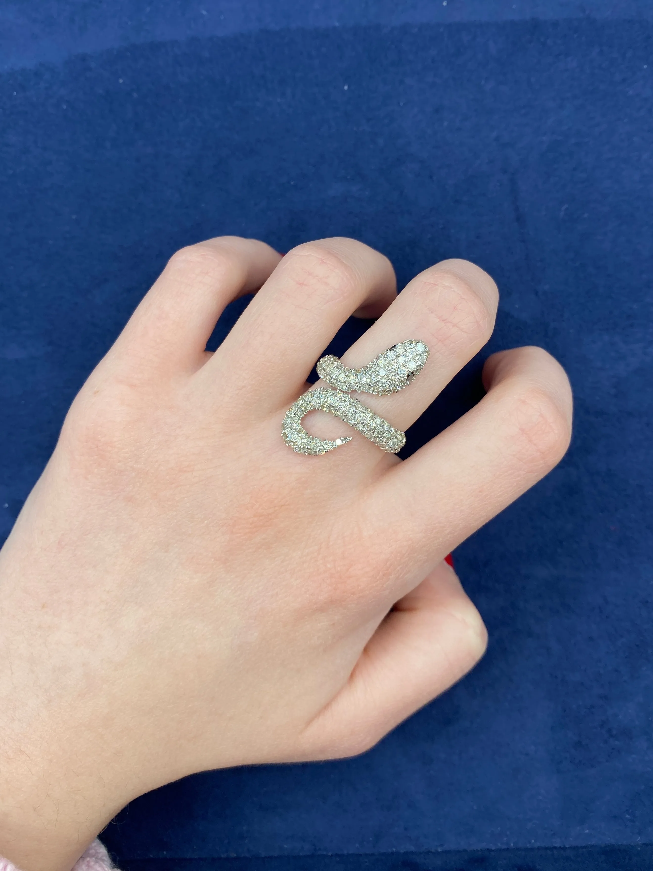14K Serpent Diamond Snake Ring