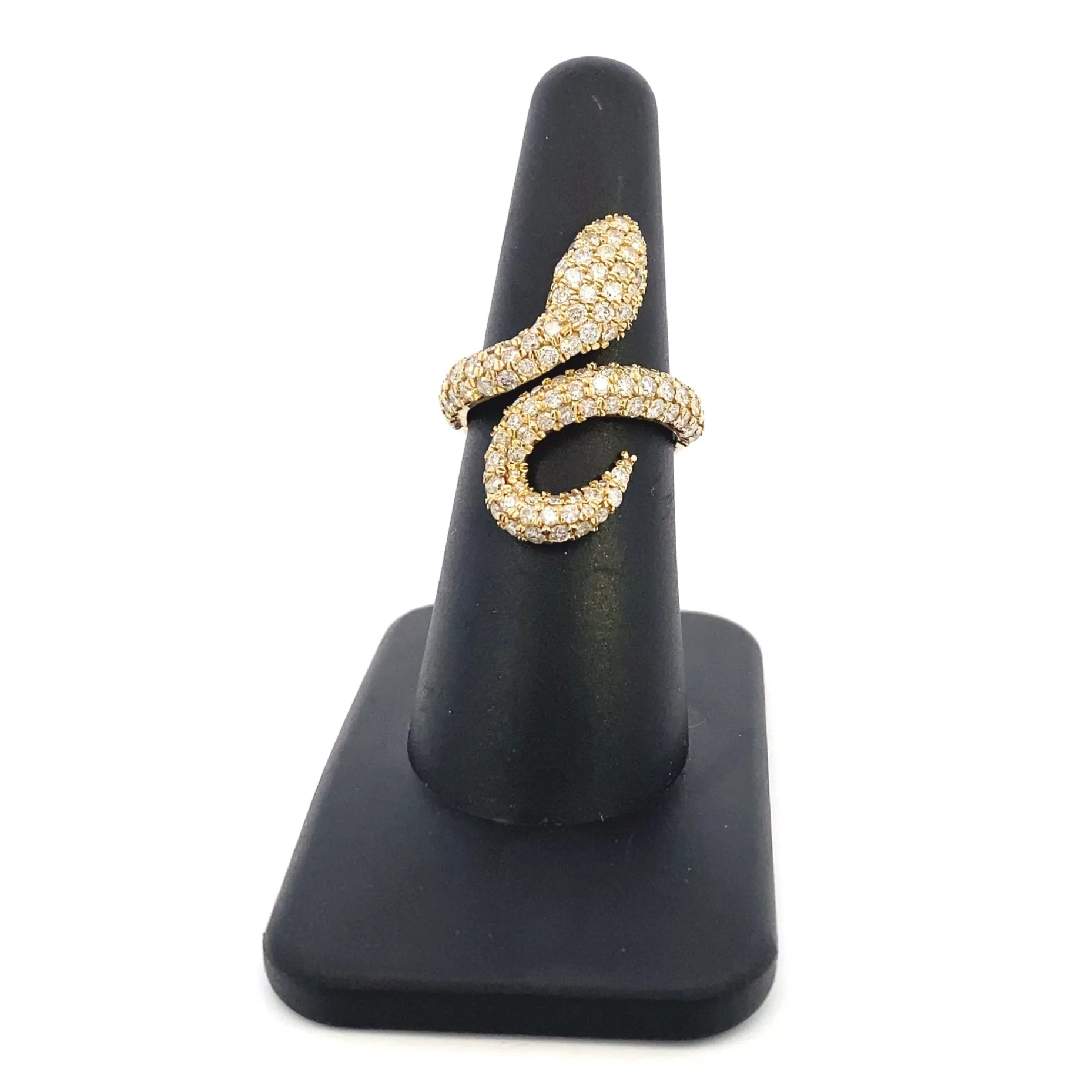 14K Serpent Diamond Snake Ring