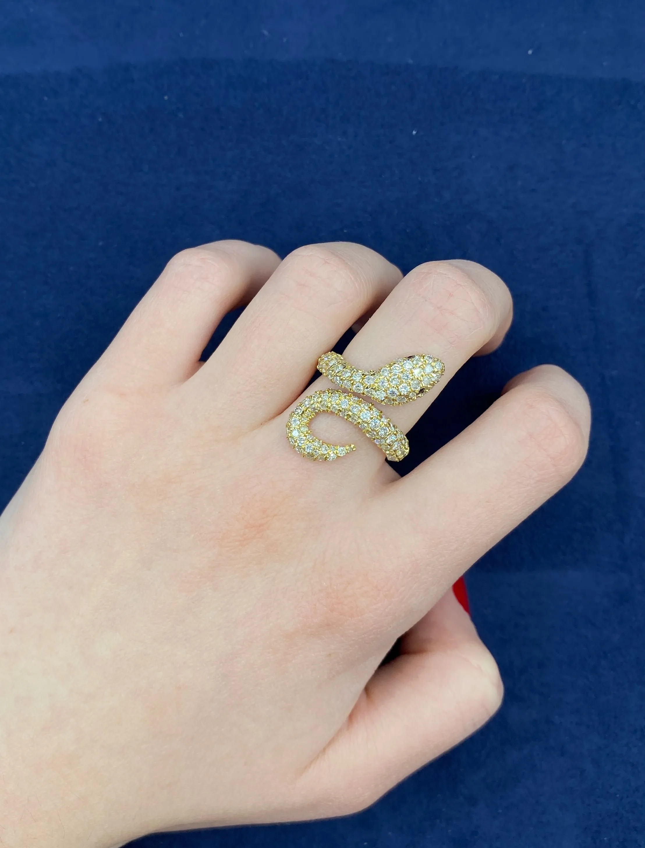 14K Serpent Diamond Snake Ring