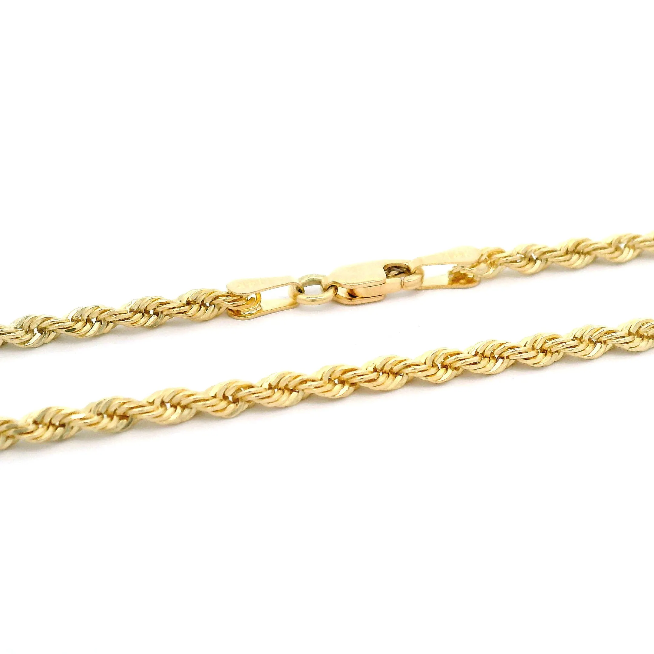 14k Solid Diamond Cut Rope Chain 2.5mm